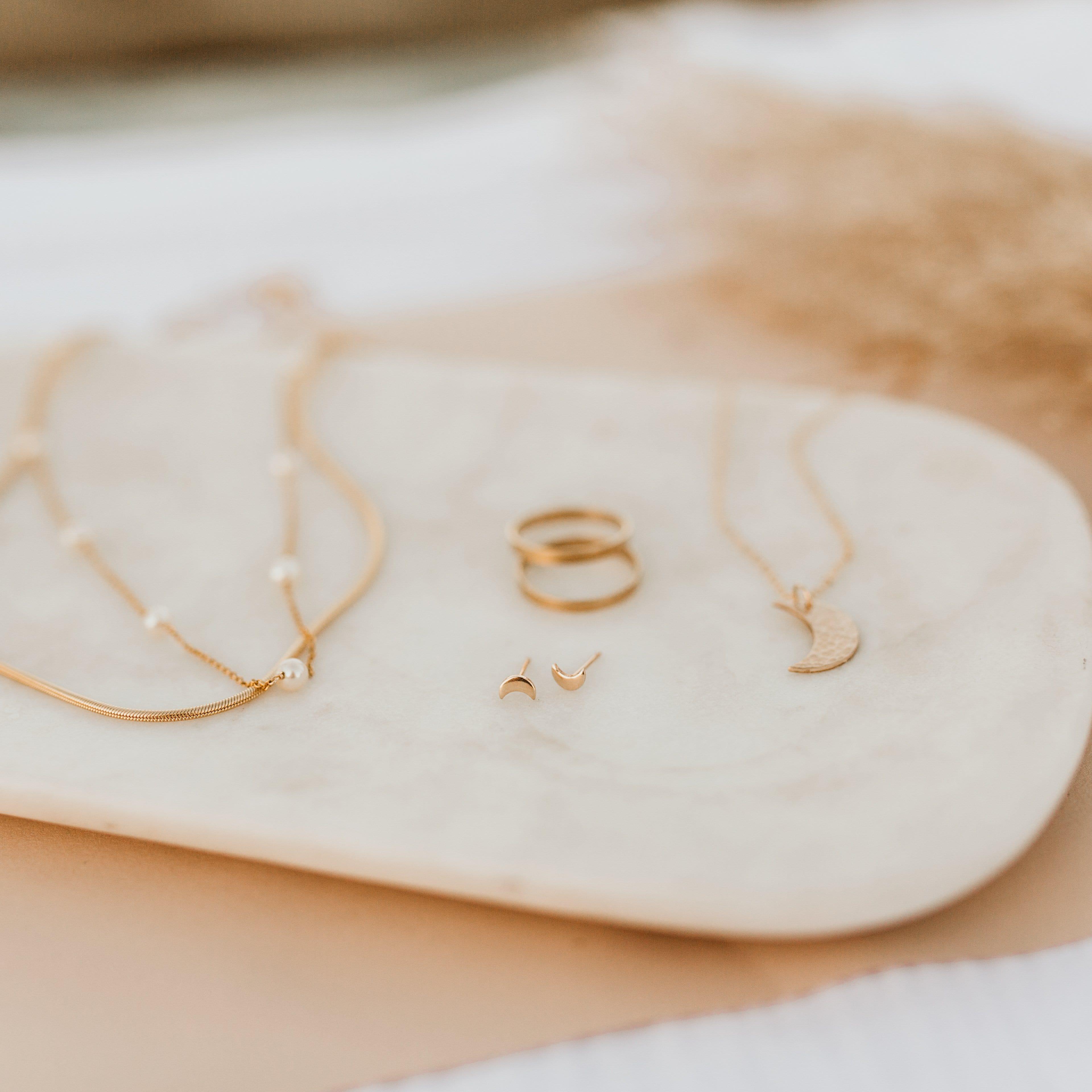 Tiny Moon Stud Earrings - Nolia Jewelry - Meaningful + Sustainably Handcrafted Jewelry
