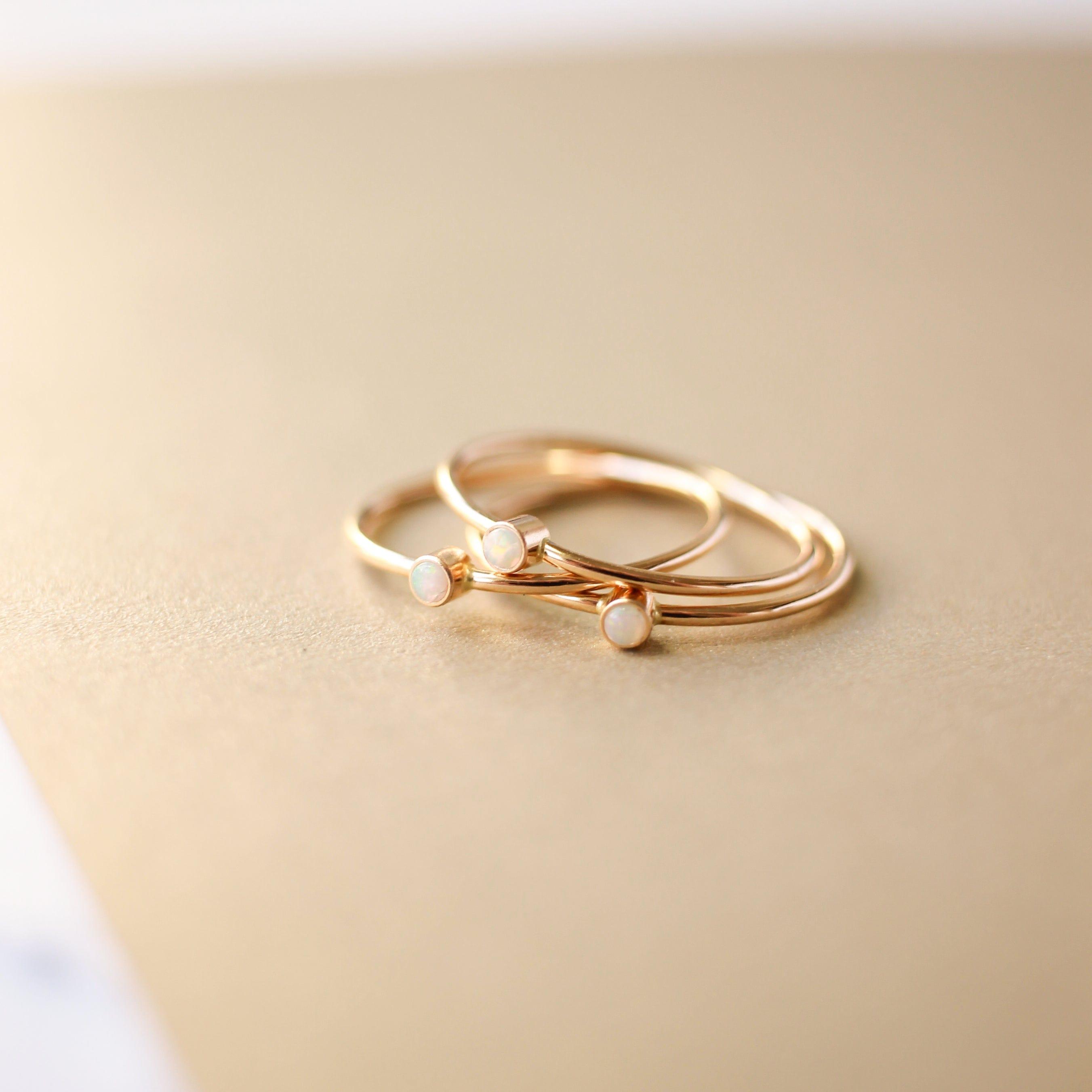 Tiny October Birthstone Ring ∙ Opal - Nolia Jewelry - Meaningful + Sustainably Handcrafted Jewelry