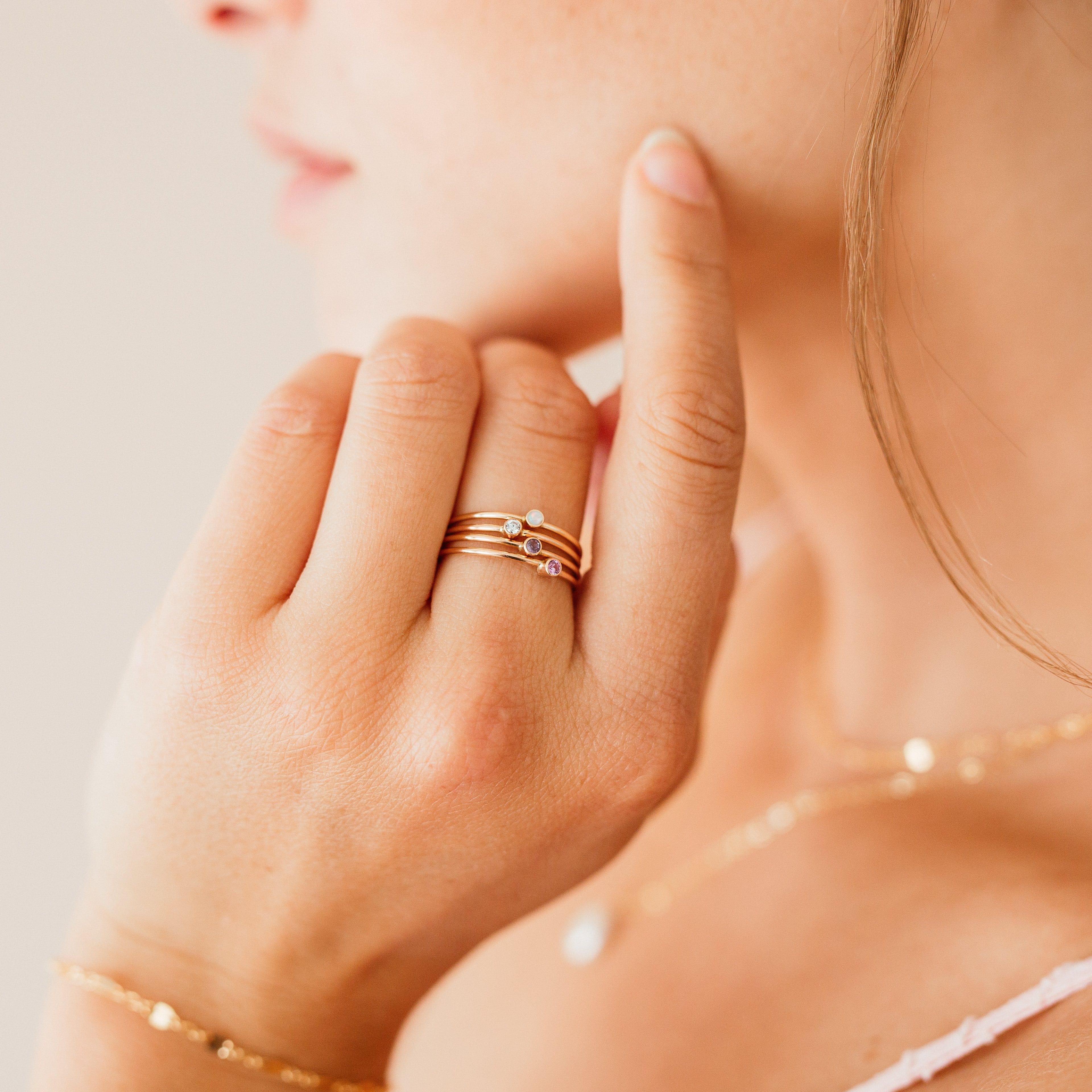 Tiny October Birthstone Ring ∙ Pink Tourmaline - Nolia Jewelry - Meaningful + Sustainably Handcrafted Jewelry