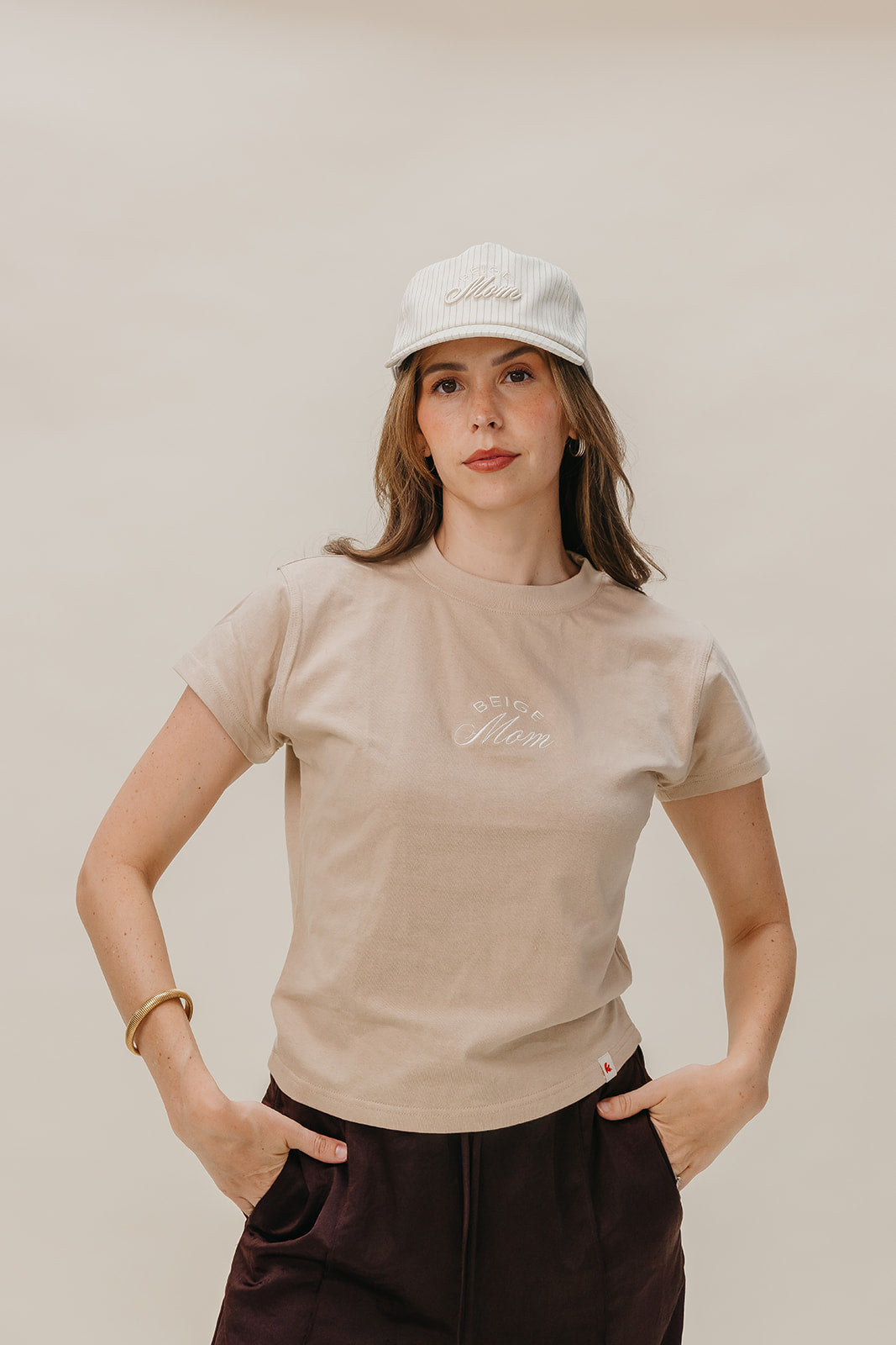 BEIGE MOM BASEBALL CAP