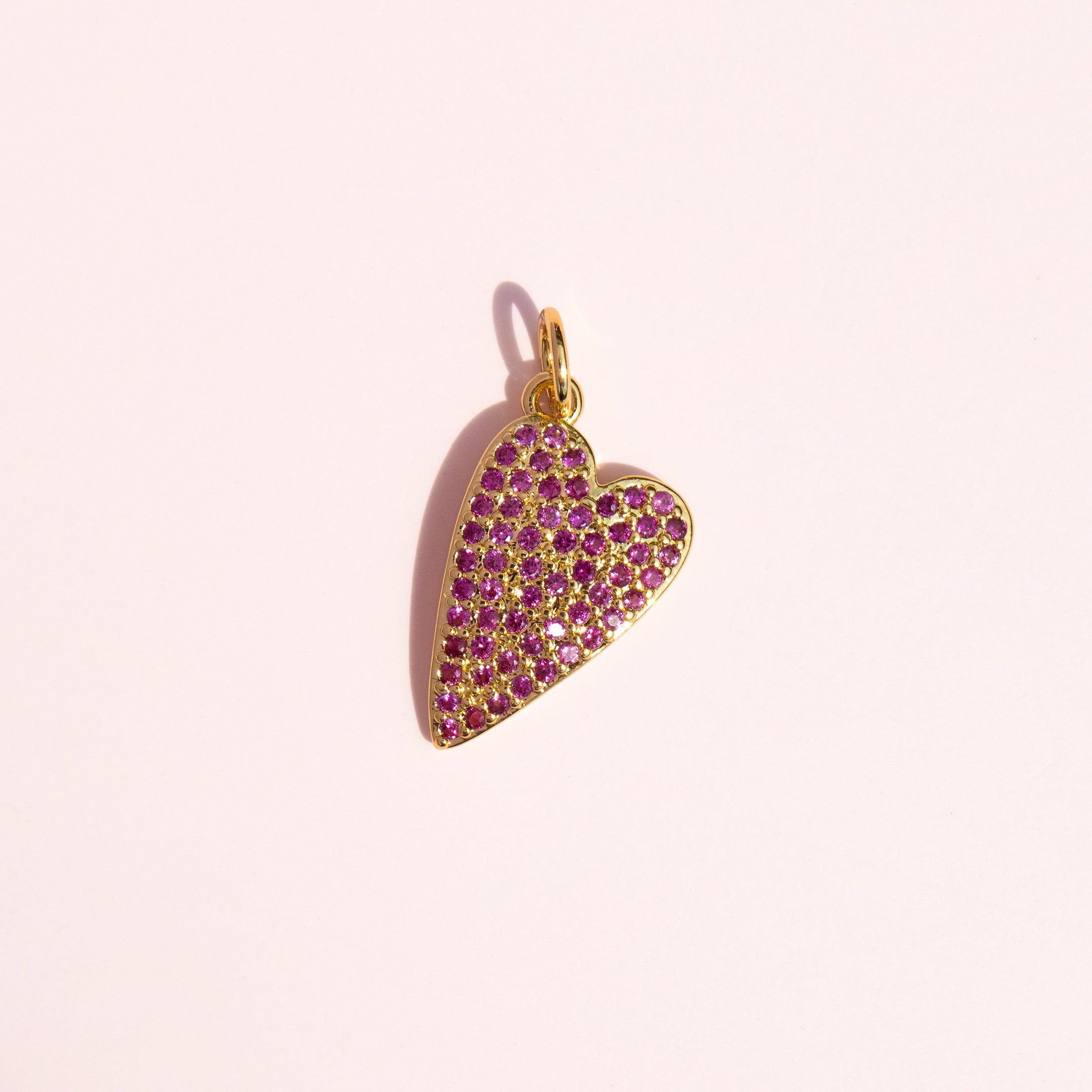 Hot Pink Pavé Heart Charm