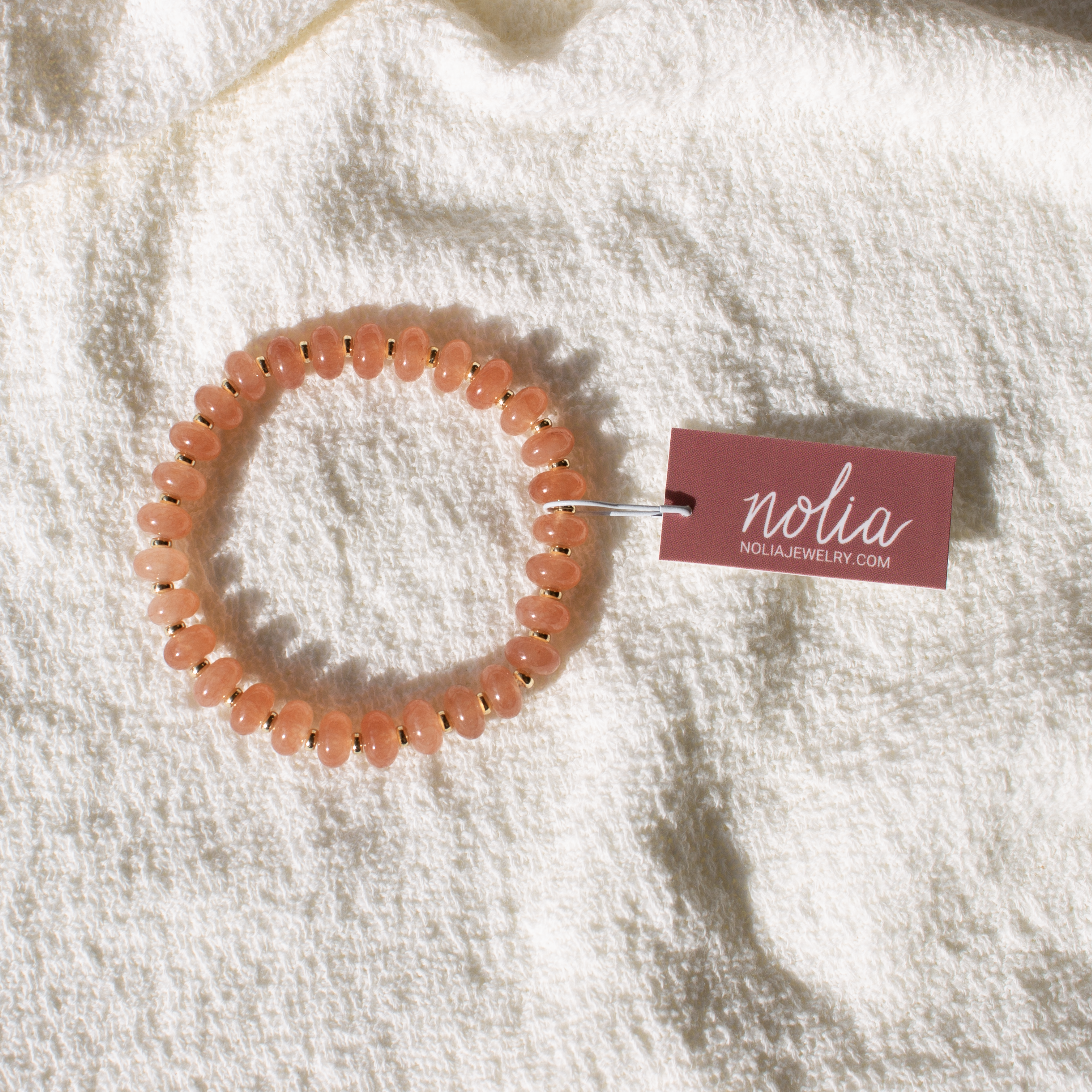 Peach Gemstone Stretch Bracelet