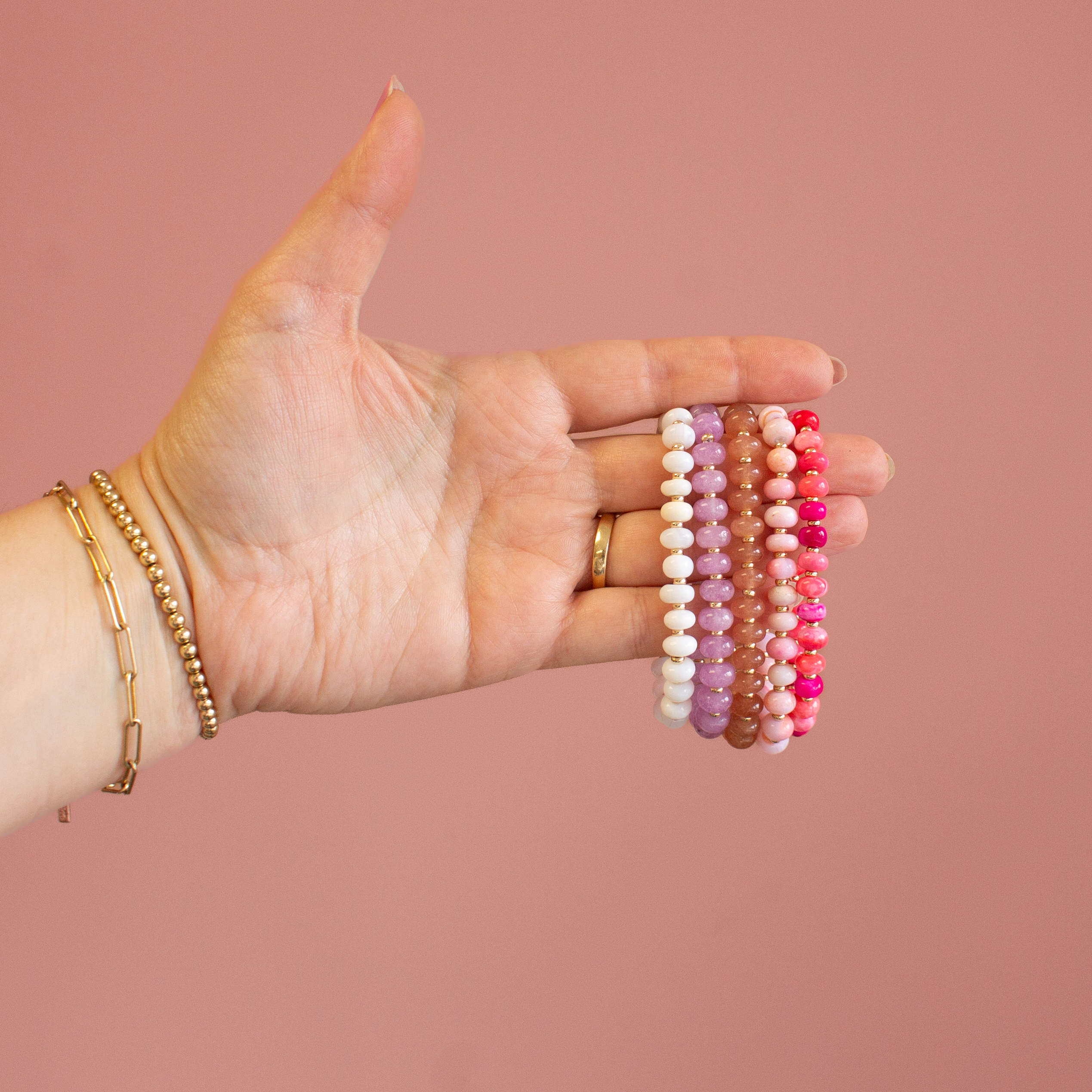 Peach Gemstone Stretch Bracelet