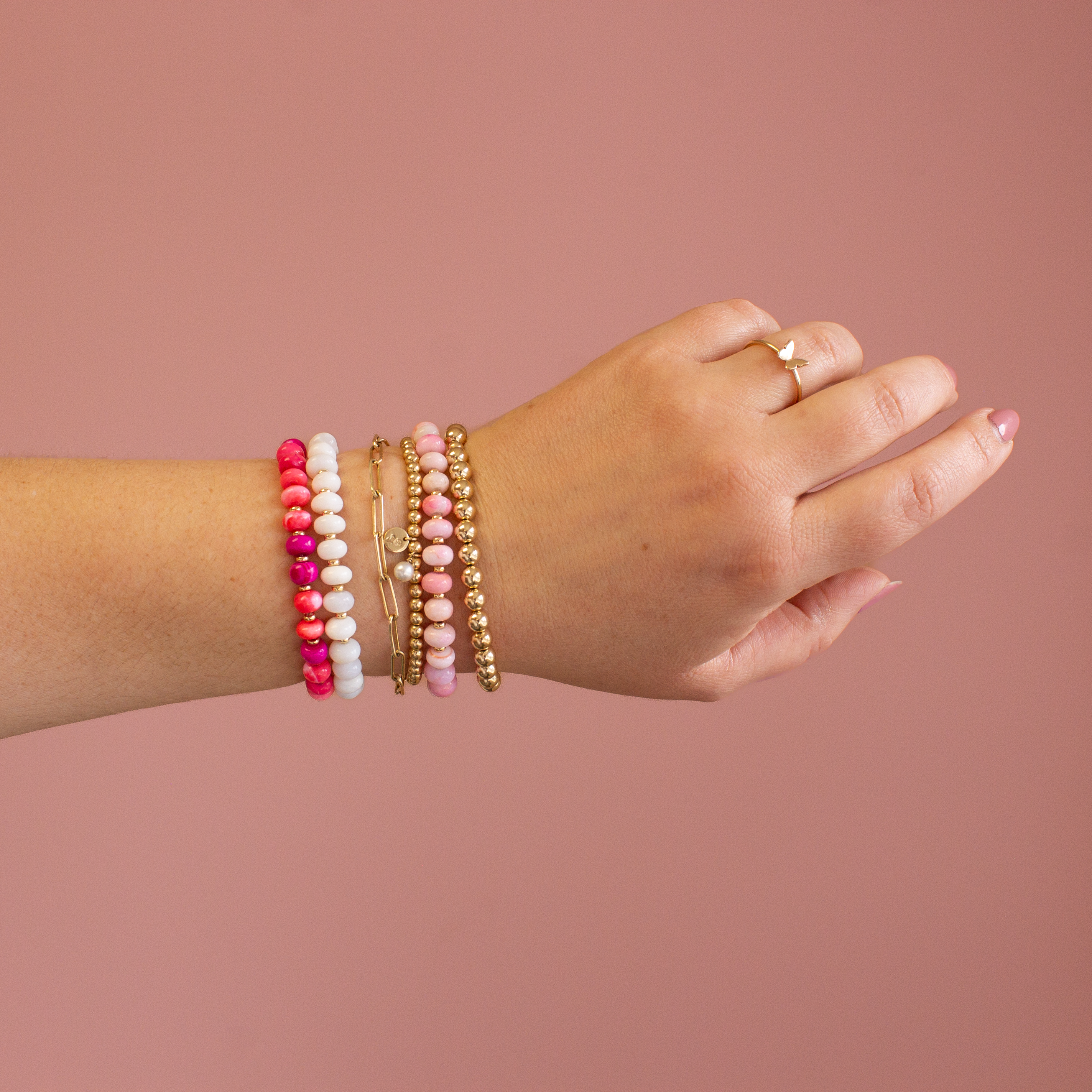 Hot Pink Opal Stretch Bracelet