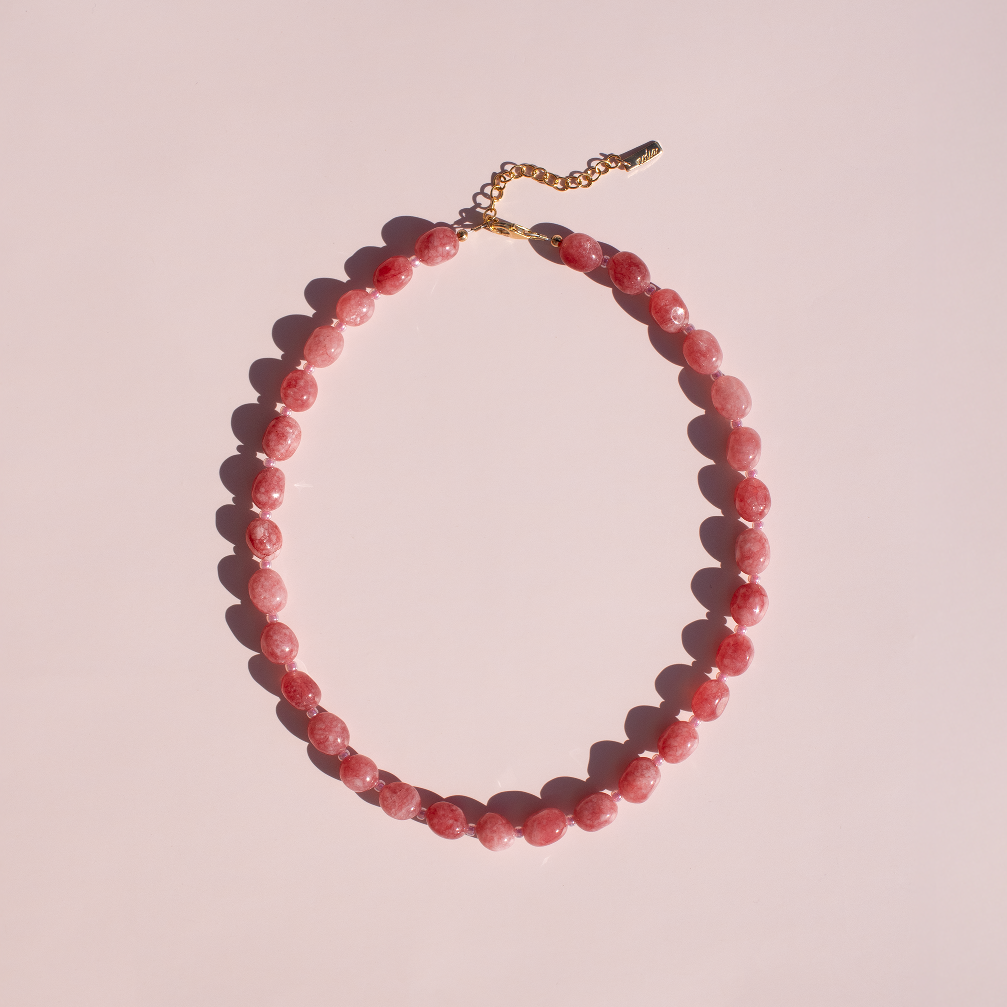 Rosy Pebble Gemstone Necklace • Color Coded Collection
