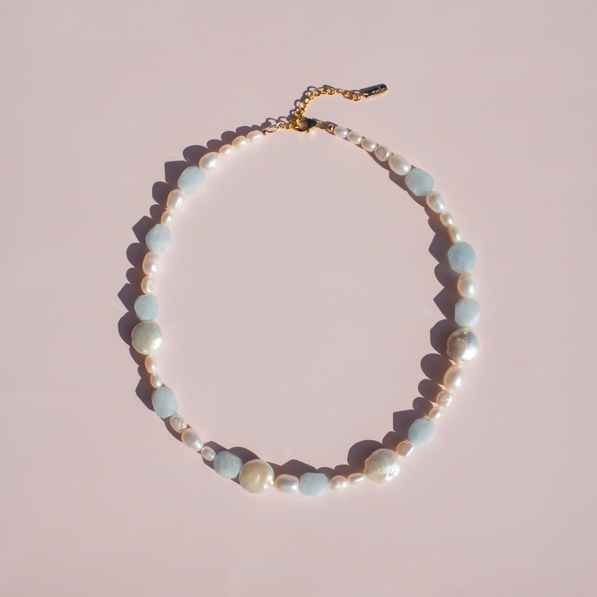 Aquamarine + Pearl Necklace • Color Coded Collection