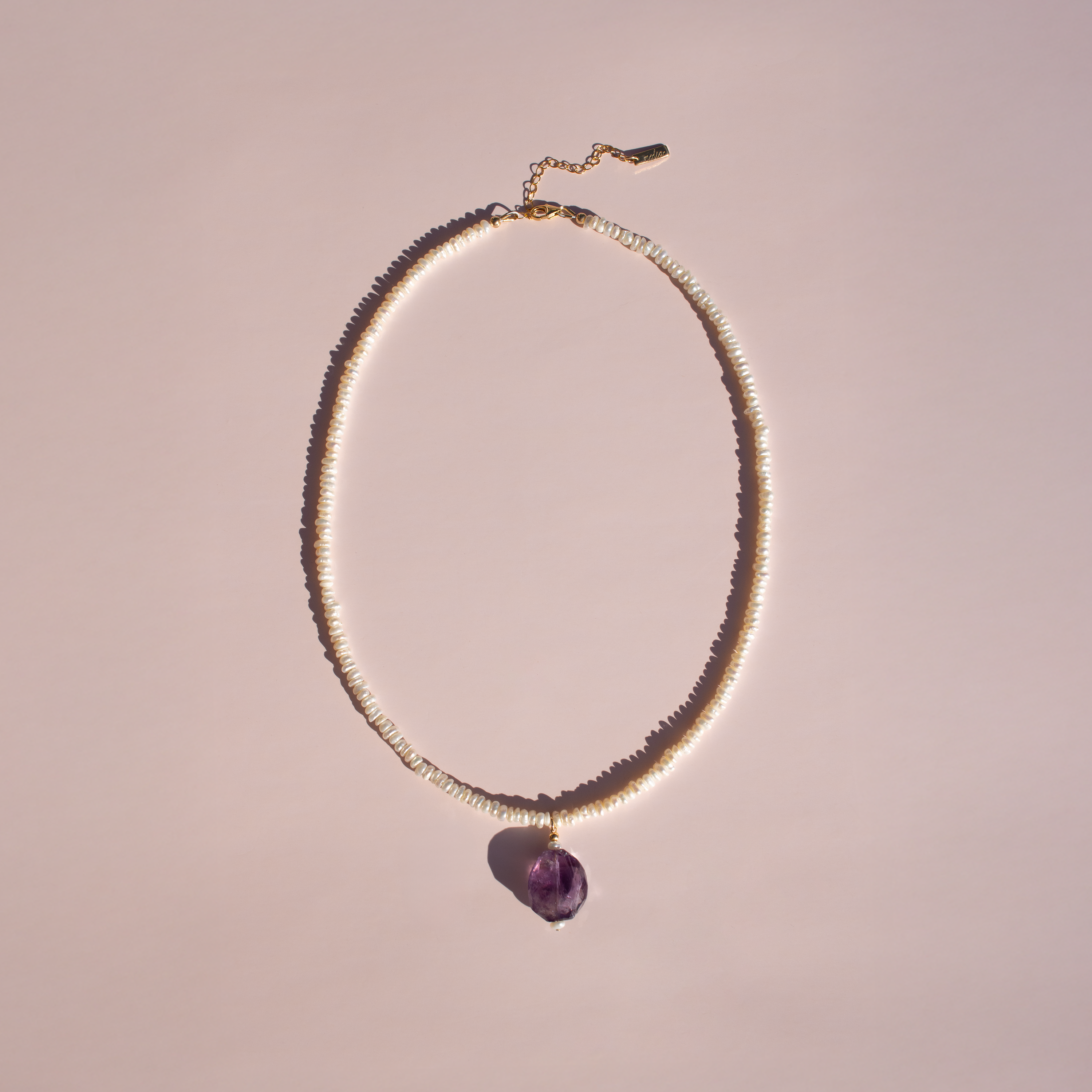 Amethyst Pendant + Pearl Necklace • Color Coded Collection