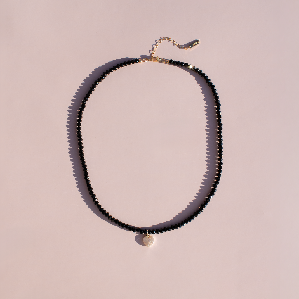 Pearl Heart & Black Spinel Necklace – One of a Kind | NOLIA Jewelry