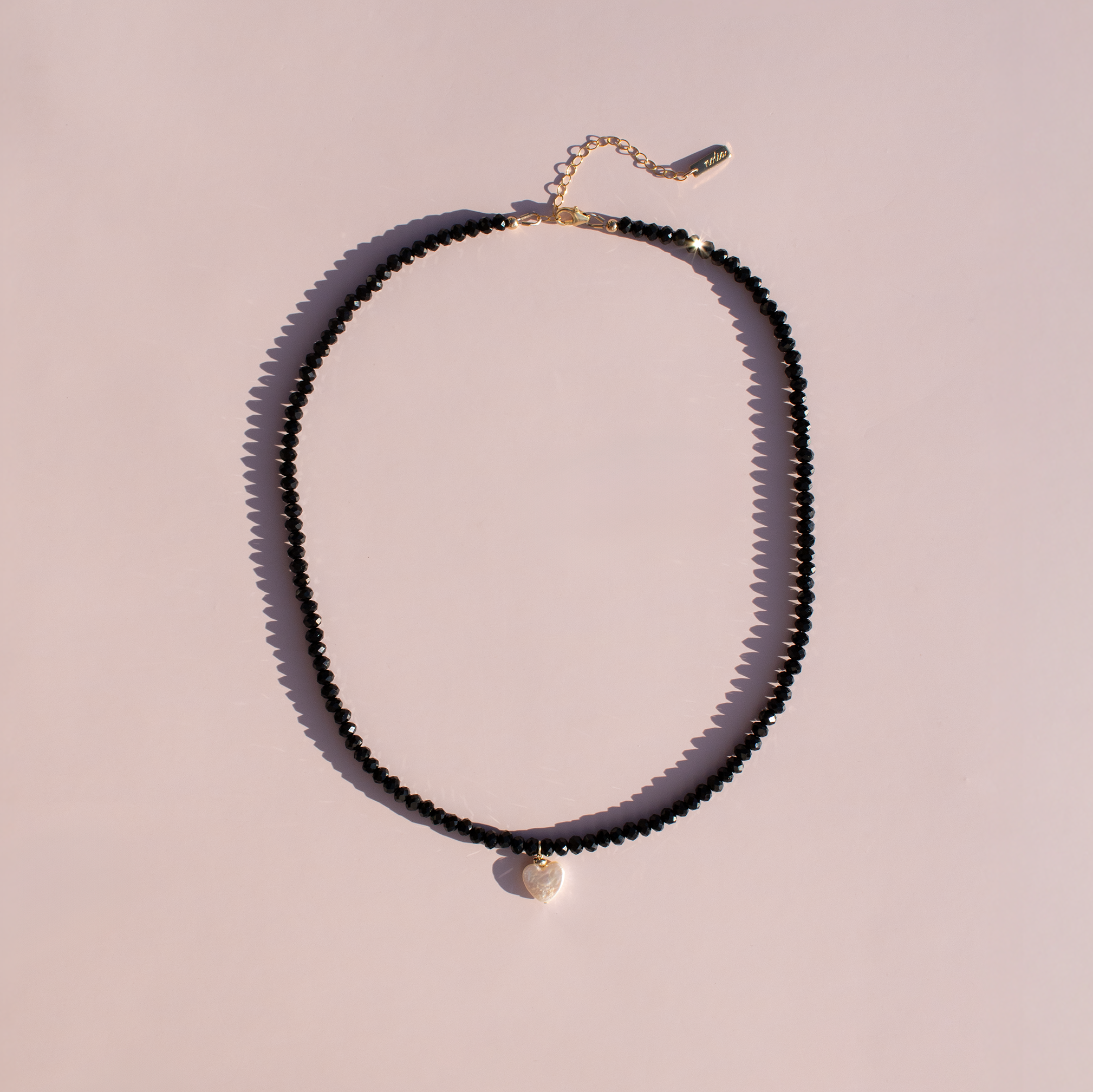 Pearl Heart + Black Spinel Necklace • Color Coded Collection