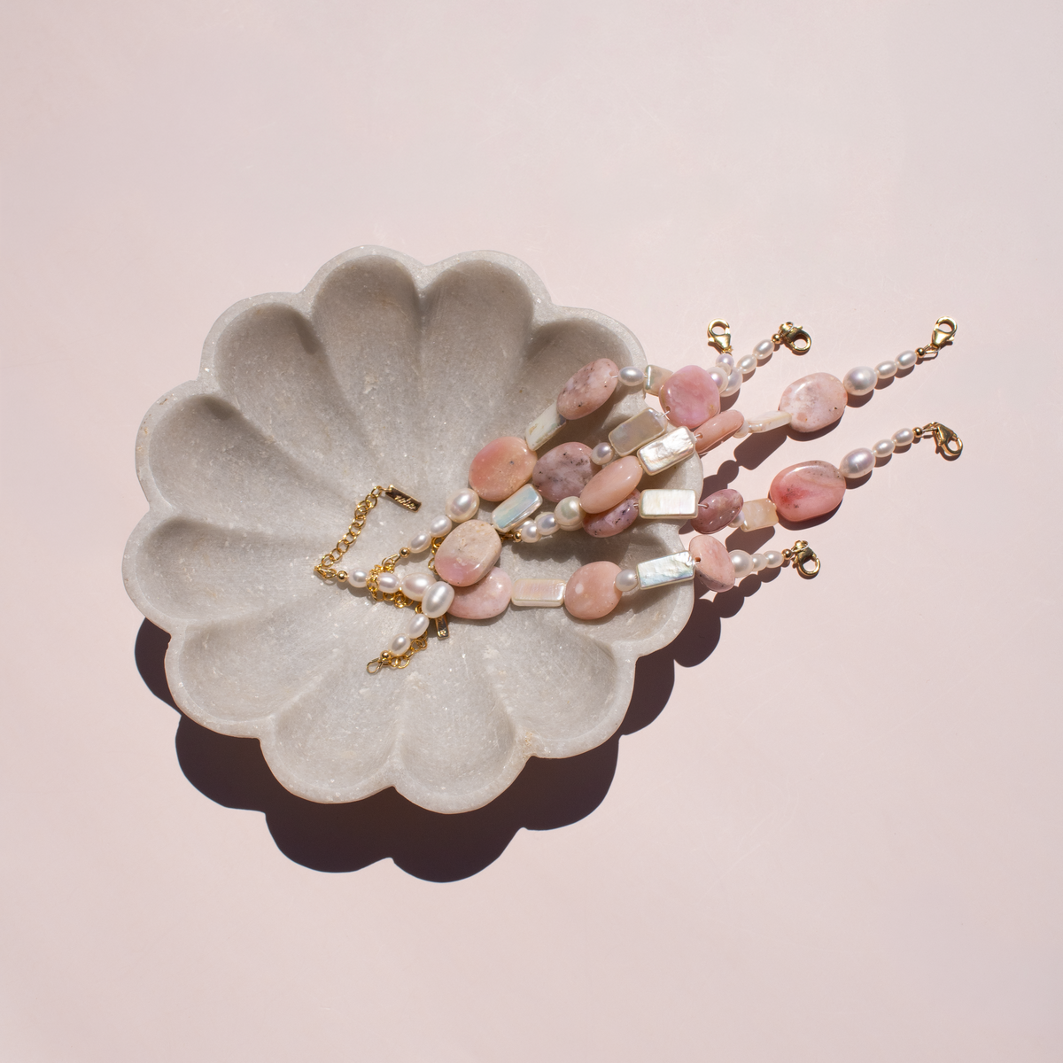 Wildrose Statement Bracelet • Pink Opal + Freshwater Pearl