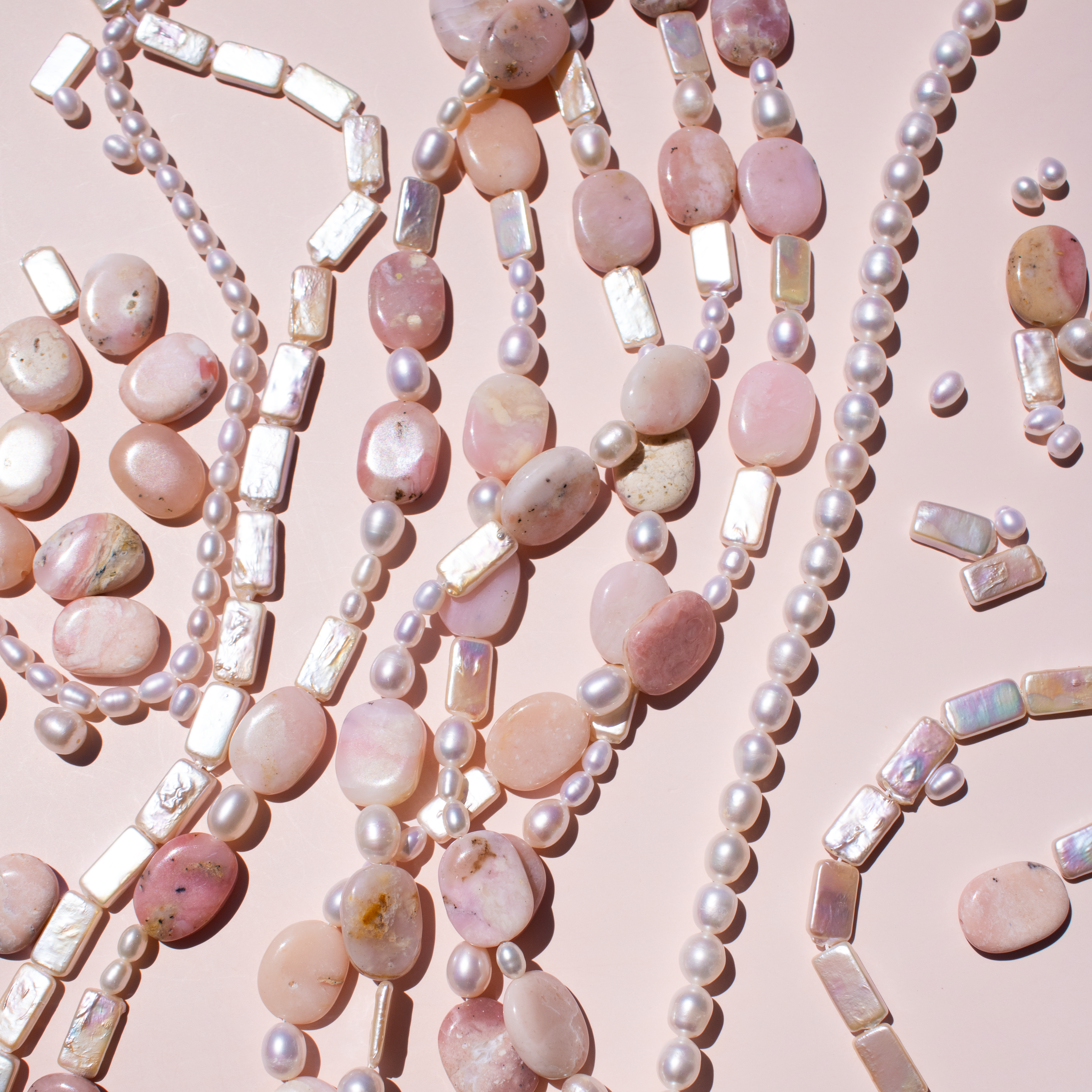 Wildrose Statement Necklace • Pink Opal + Freshwater Pearl