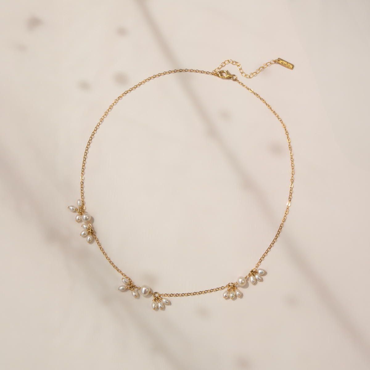 ★PEARLY MORE★ Pearl Blossom Long Chain Necklace Pearl Blossom Necklace - Waterproof + Hypoallergenic Jewelry