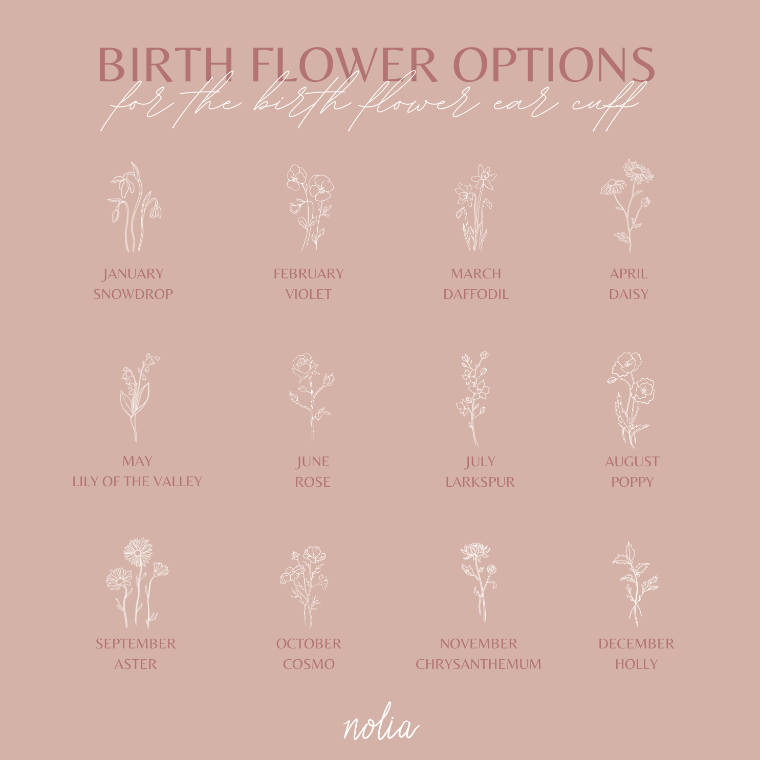 Birth Flower Ear Cuff