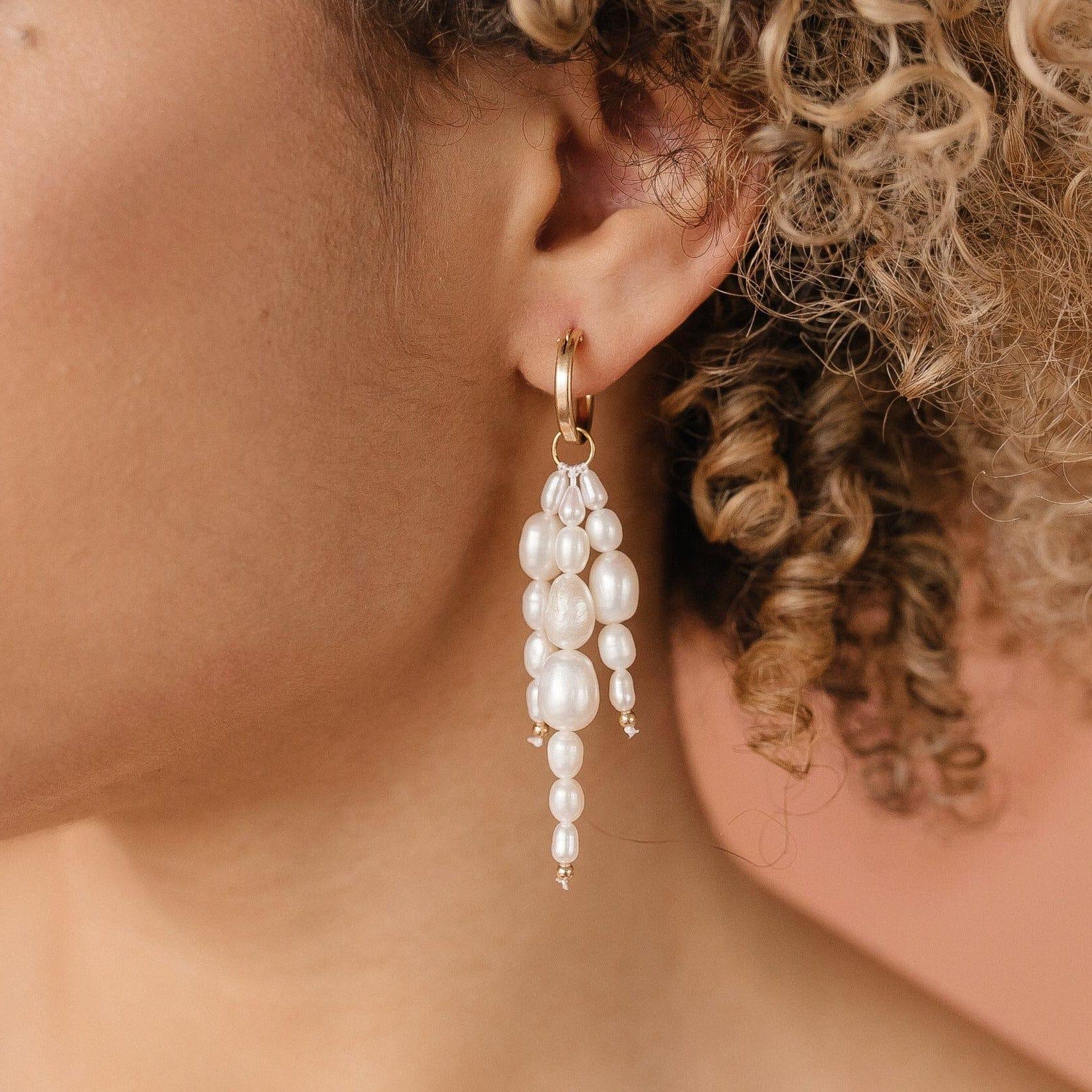Adeline Pearl Hoop Earrings - Nolia Jewelry - Meaningful + Sustainably Handcrafted Jewelry