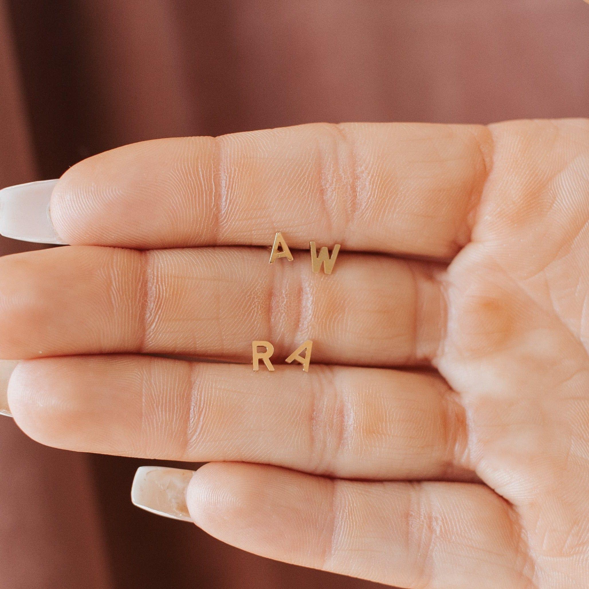 Ava Initial Stud • Single - Nolia Jewelry - Meaningful + Sustainably Handcrafted Jewelry