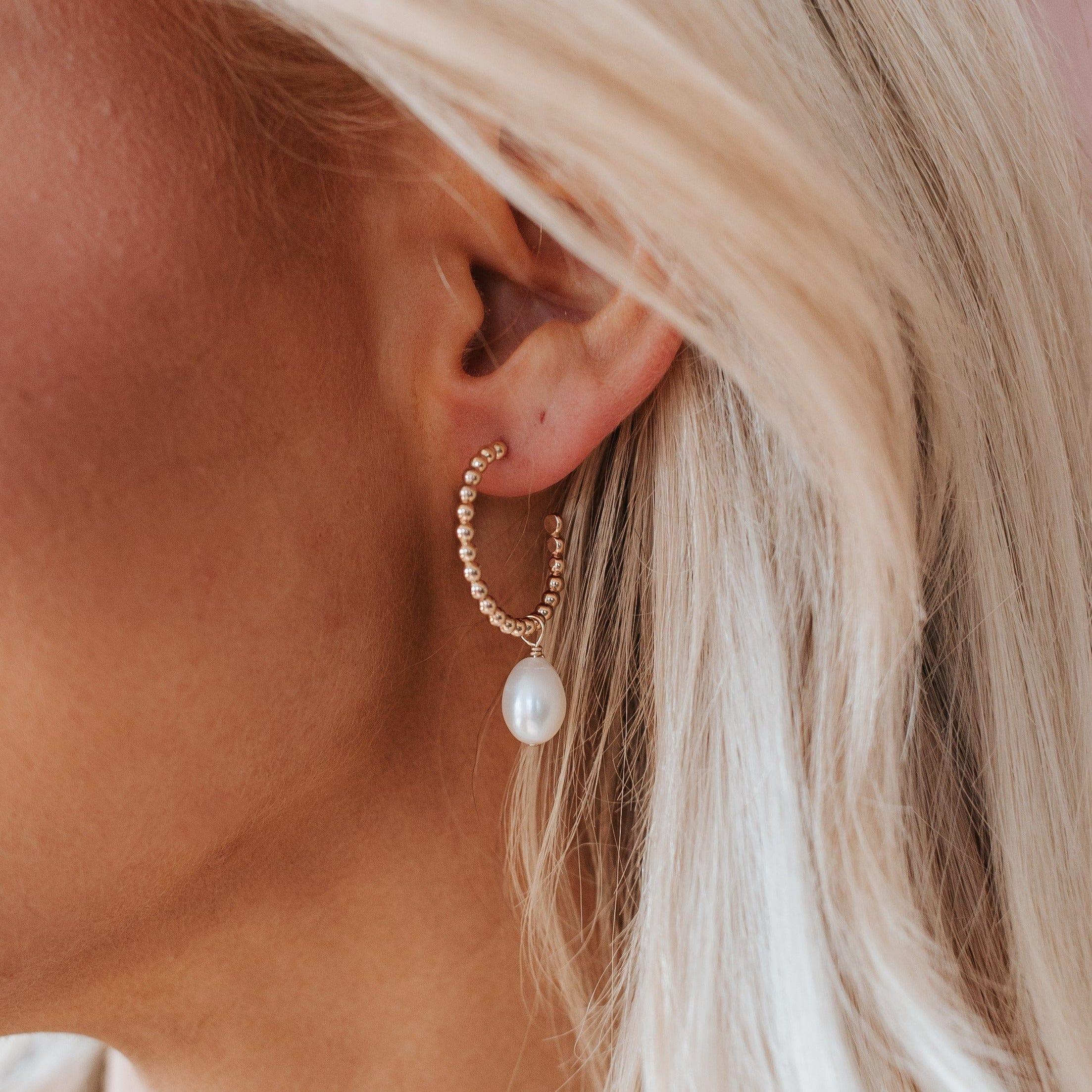 Avila Pearl Hoop Earrings - Nolia Jewelry - Meaningful + Sustainably Handcrafted Jewelry