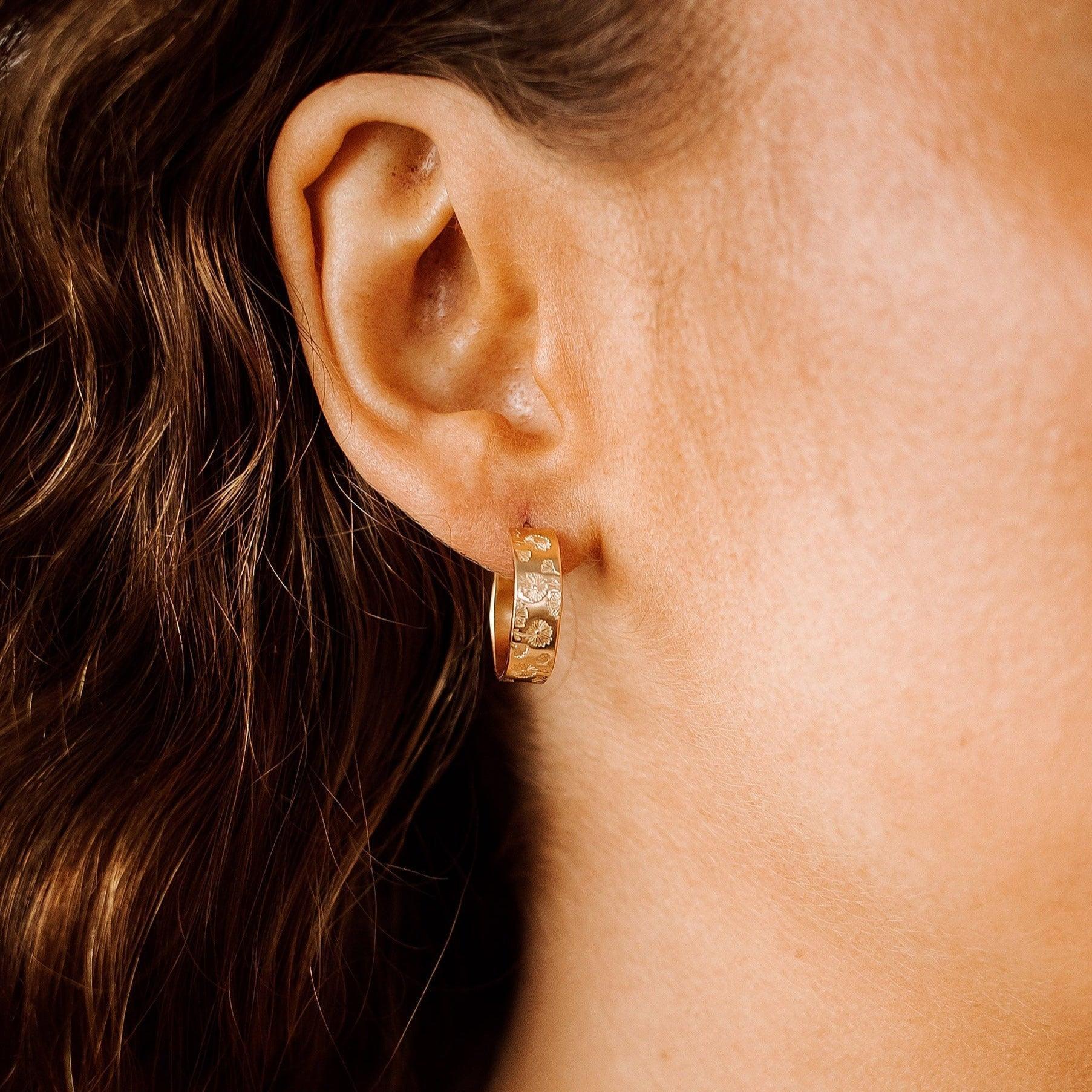 Birth Flower Hoop Earrings - Nolia Jewelry - Meaningful + Sustainably Handcrafted Jewelry