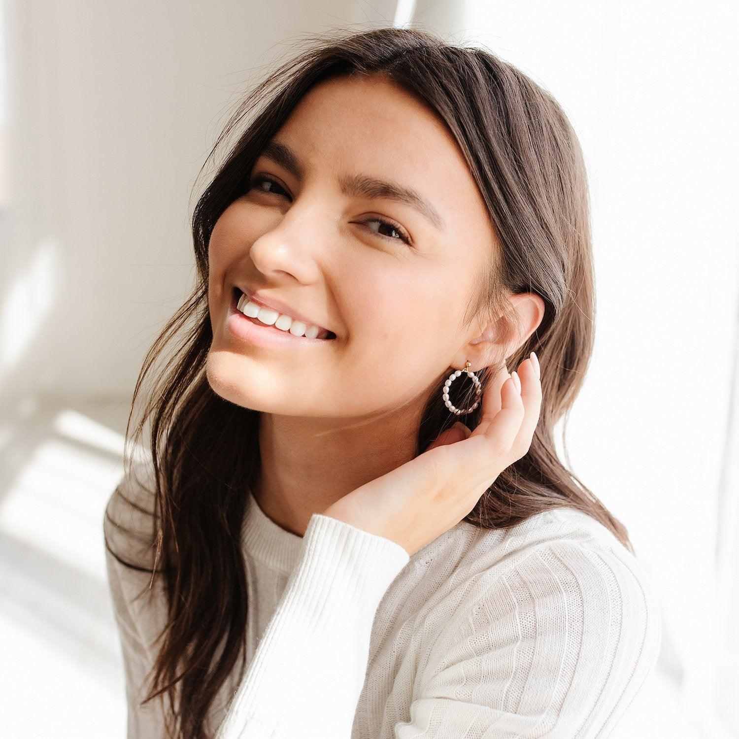 Carina Pearl Hoop Earrings - Nolia Jewelry - Meaningful + Sustainably Handcrafted Jewelry
