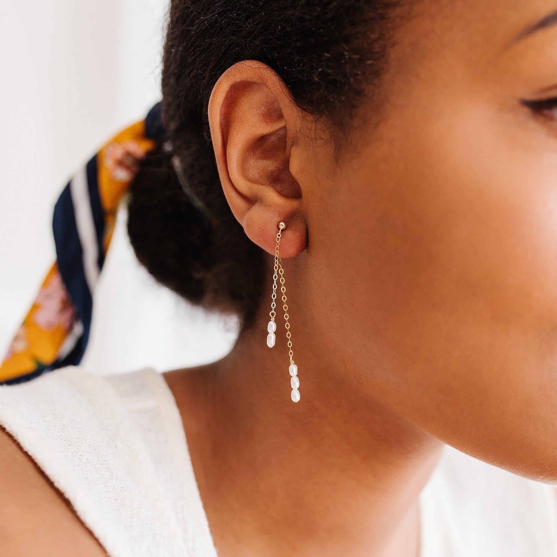 Cordelia Double Pearl Drop Earrings - Nolia Jewelry - Meaningful + Sustainably Handcrafted Jewelry