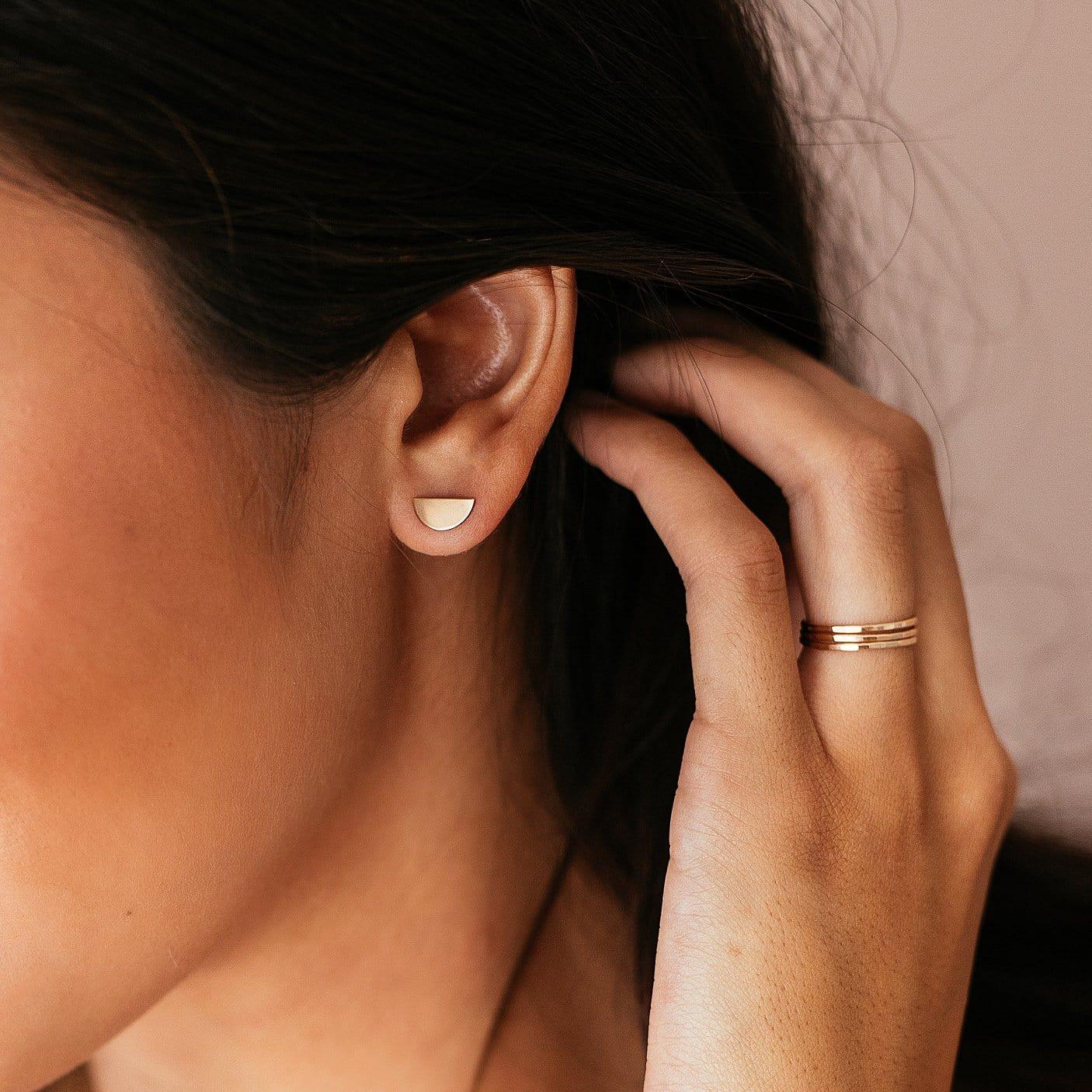 Half Moon Stud Earrings - Nolia Jewelry - Meaningful + Sustainably Handcrafted Jewelry