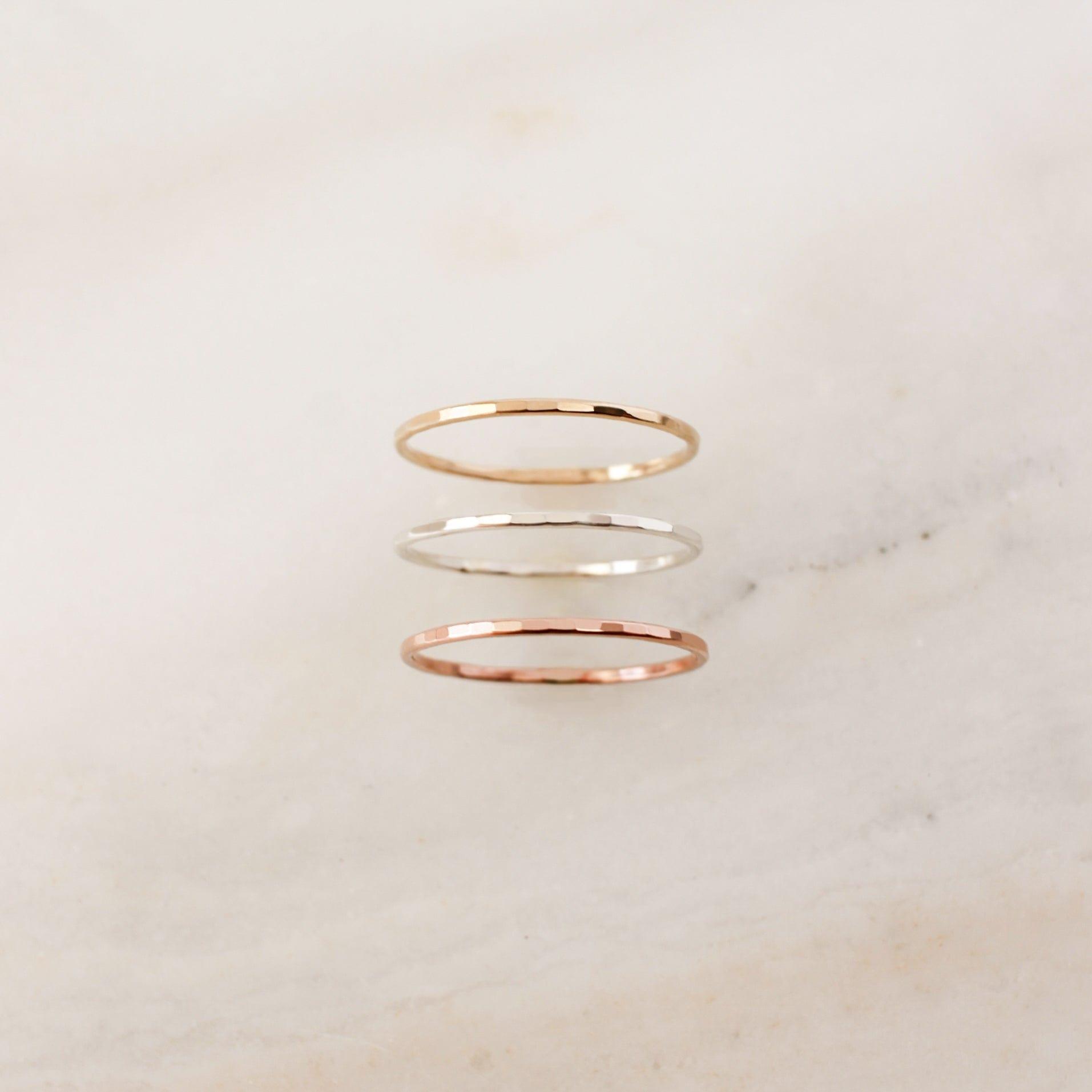 Hammered Skinny Rings - Nolia Jewelry - Meaningful + Sustainably Handcrafted Jewelry