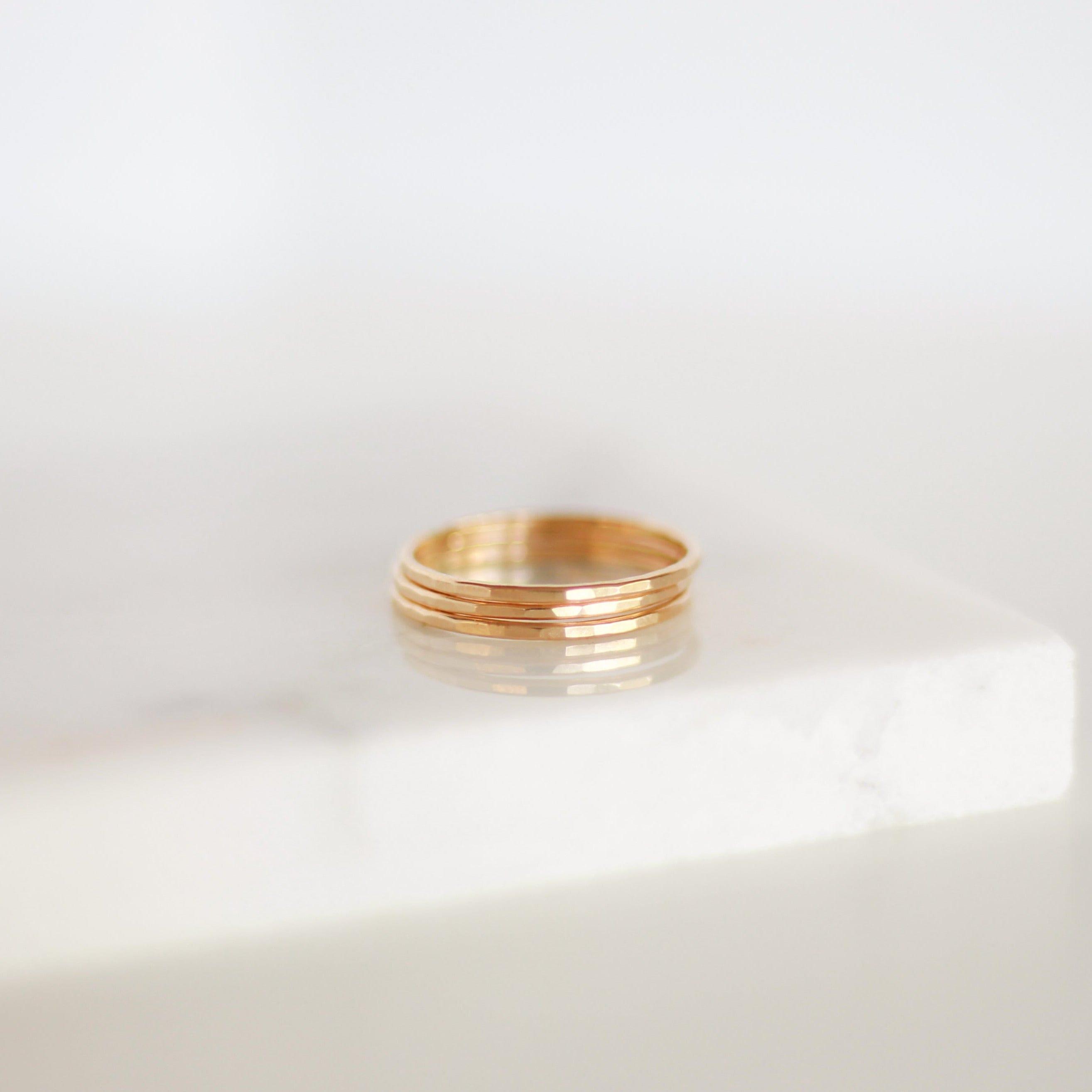 Hammered Skinny Rings - Nolia Jewelry - Meaningful + Sustainably Handcrafted Jewelry