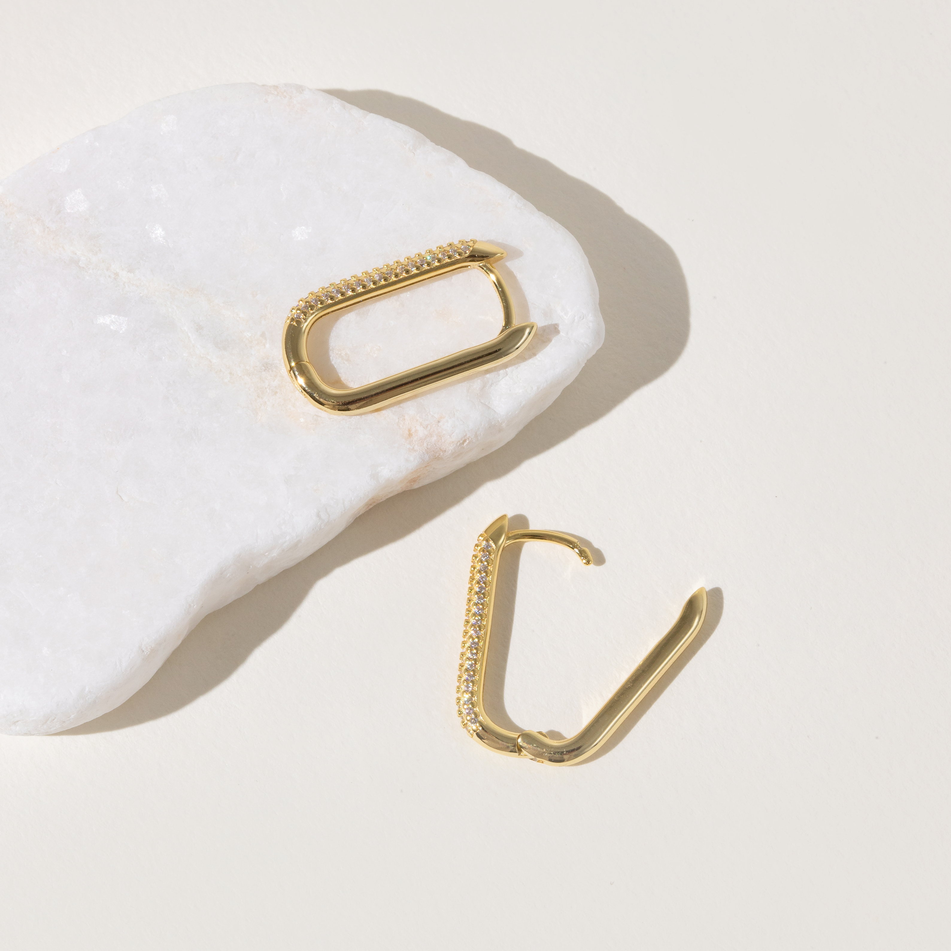 Pavé Paperclip Hoop Earrings