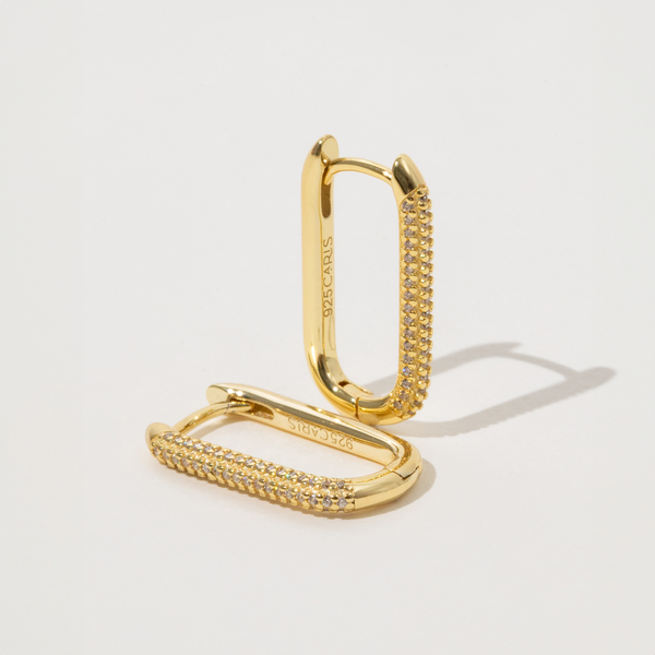 Pavé Paperclip Hoop Earrings - Demi Fine Hypoallergenic Jewelry