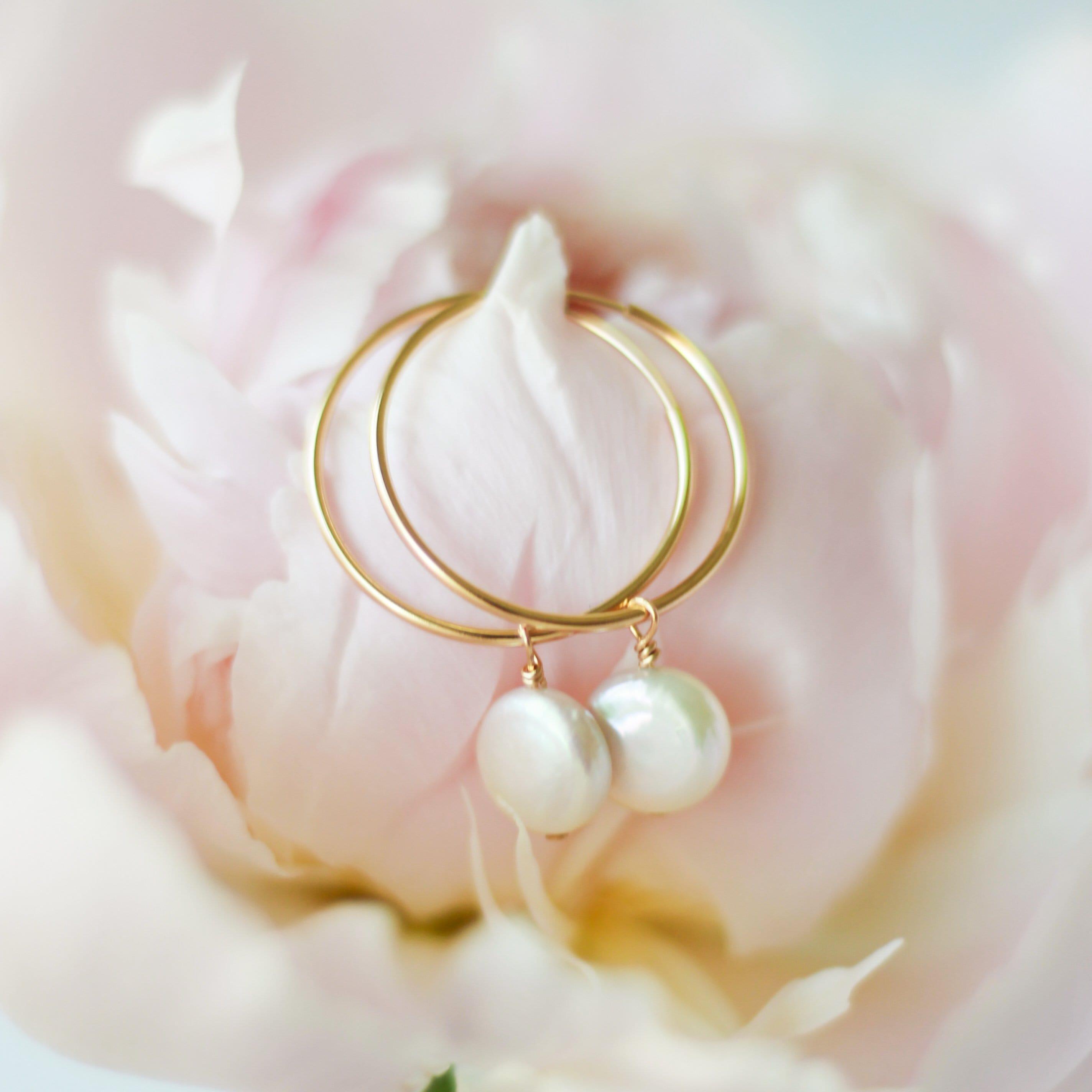 Lana Pearl Hoop Earrings - Nolia Jewelry - Meaningful + Sustainably Handcrafted Jewelry