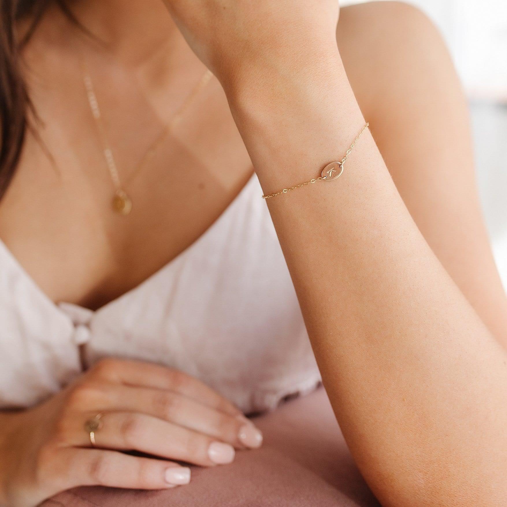 Lydia Oval Initial Bracelet - Nolia Jewelry - Meaningful + Sustainably Handcrafted Jewelry