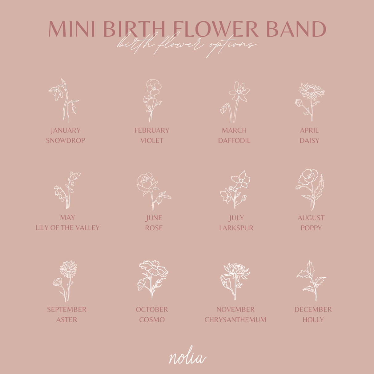 Mini Birth Flower Band - Nolia Jewelry - Meaningful + Sustainably Handcrafted Jewelry