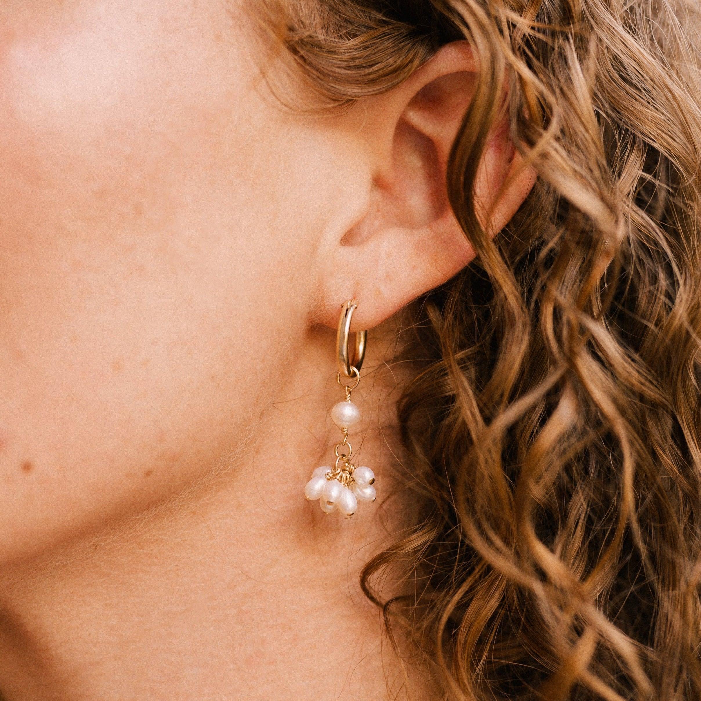 Pearl Blossom Hoop Earrings - Nolia Jewelry - Meaningful + Sustainably Handcrafted Jewelry