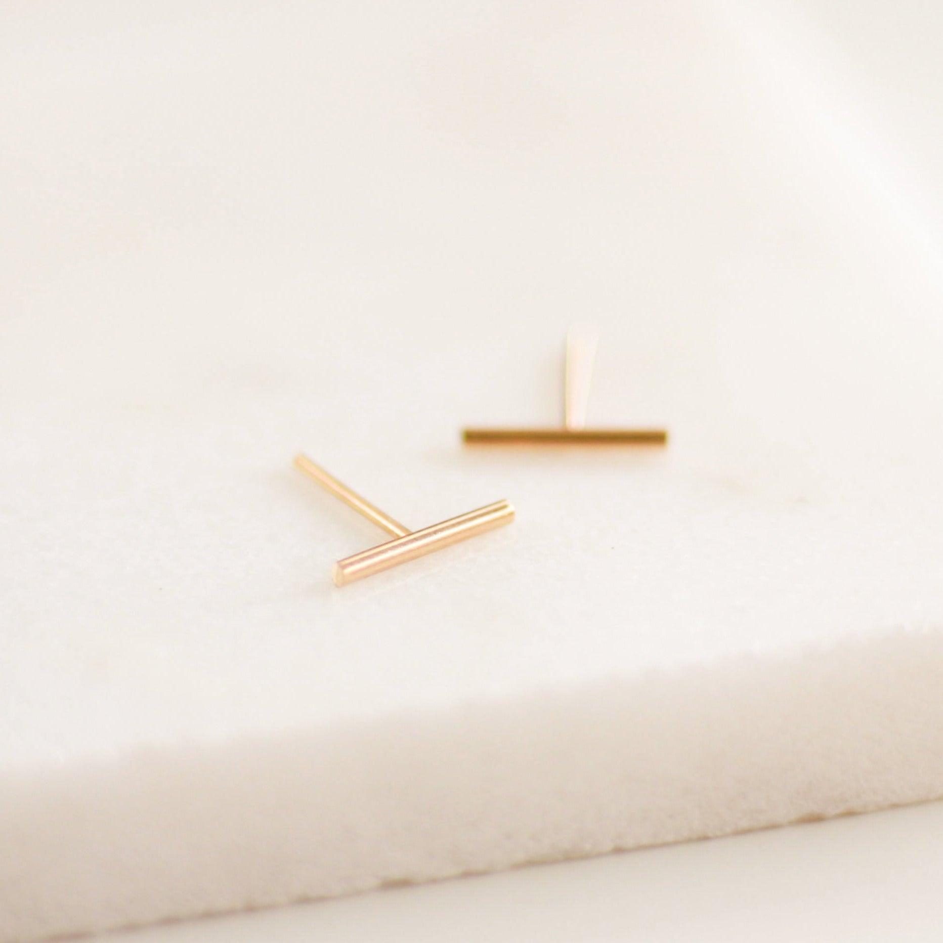 Short Bar Stud Earrings - Nolia Jewelry - Meaningful + Sustainably Handcrafted Jewelry