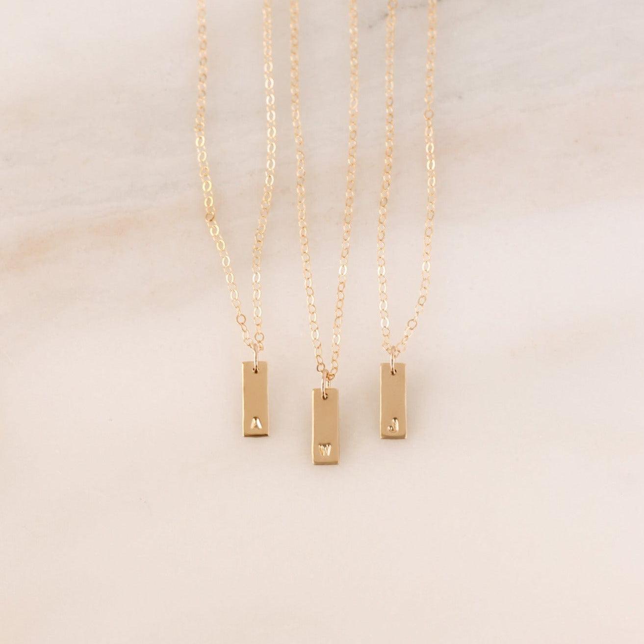 Slim Initial Tag Necklace - Nolia Jewelry - Meaningful + Sustainably Handcrafted Jewelry
