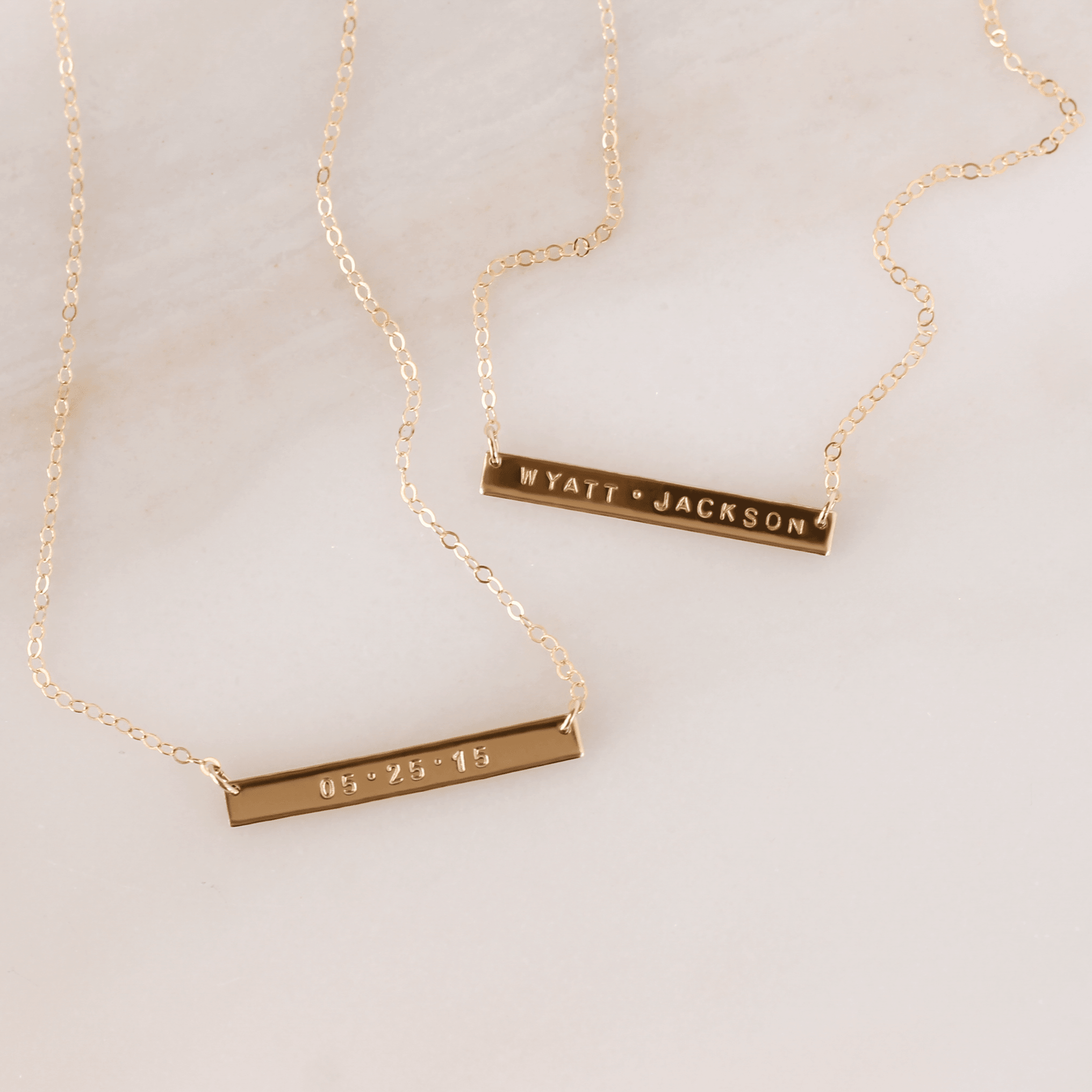 Slim Personalized Bar Necklace - Nolia Jewelry - Meaningful + Sustainably Handcrafted Jewelry