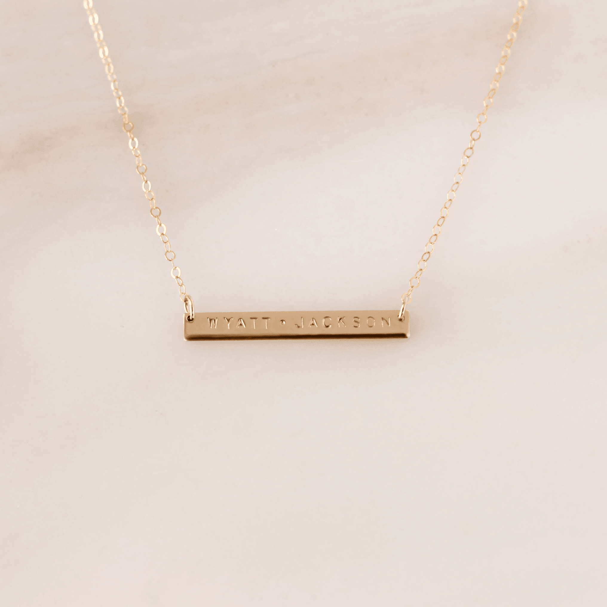 Slim Personalized Bar Necklace - Nolia Jewelry - Meaningful + Sustainably Handcrafted Jewelry