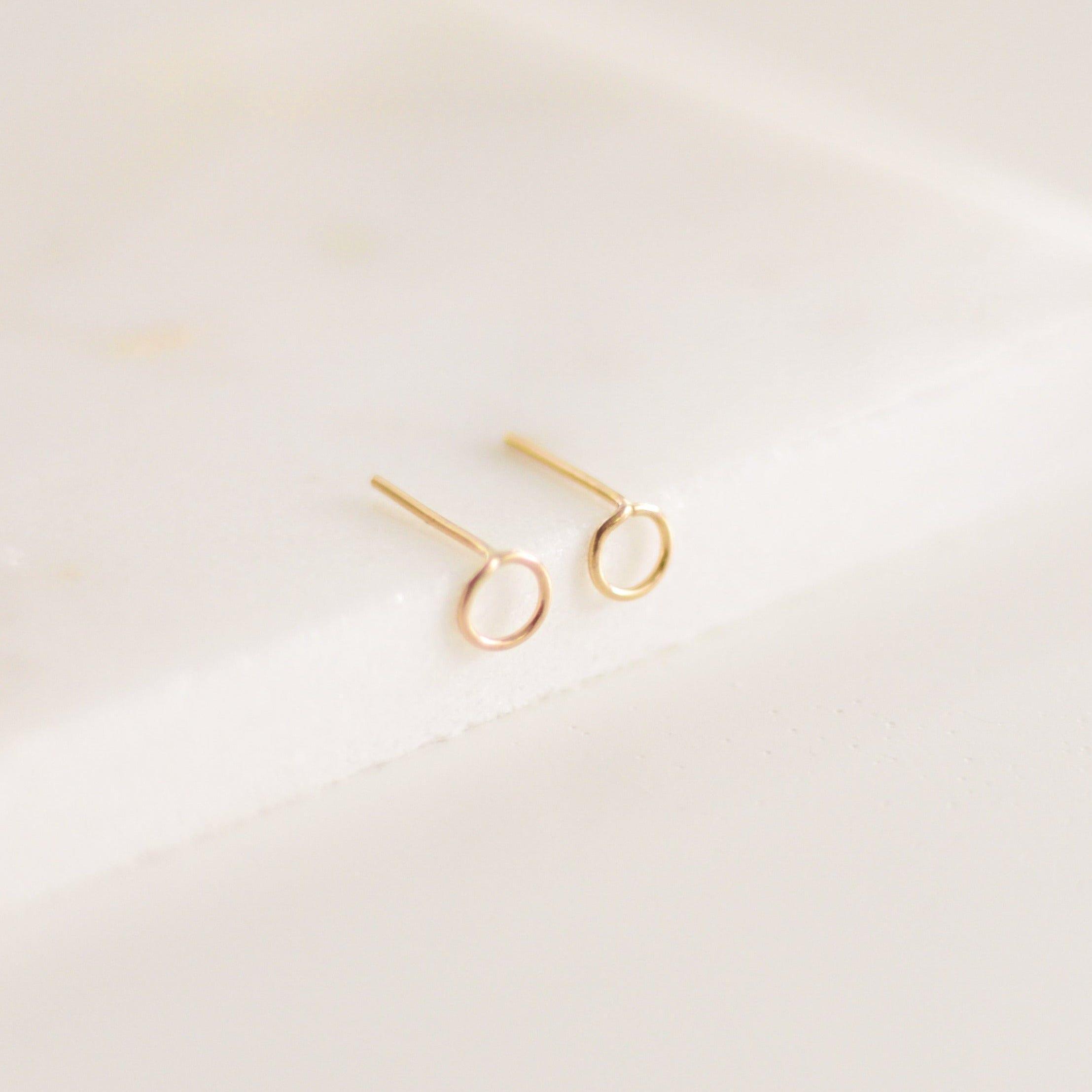 Tiny Circle Stud Earrings - Nolia Jewelry - Meaningful + Sustainably Handcrafted Jewelry