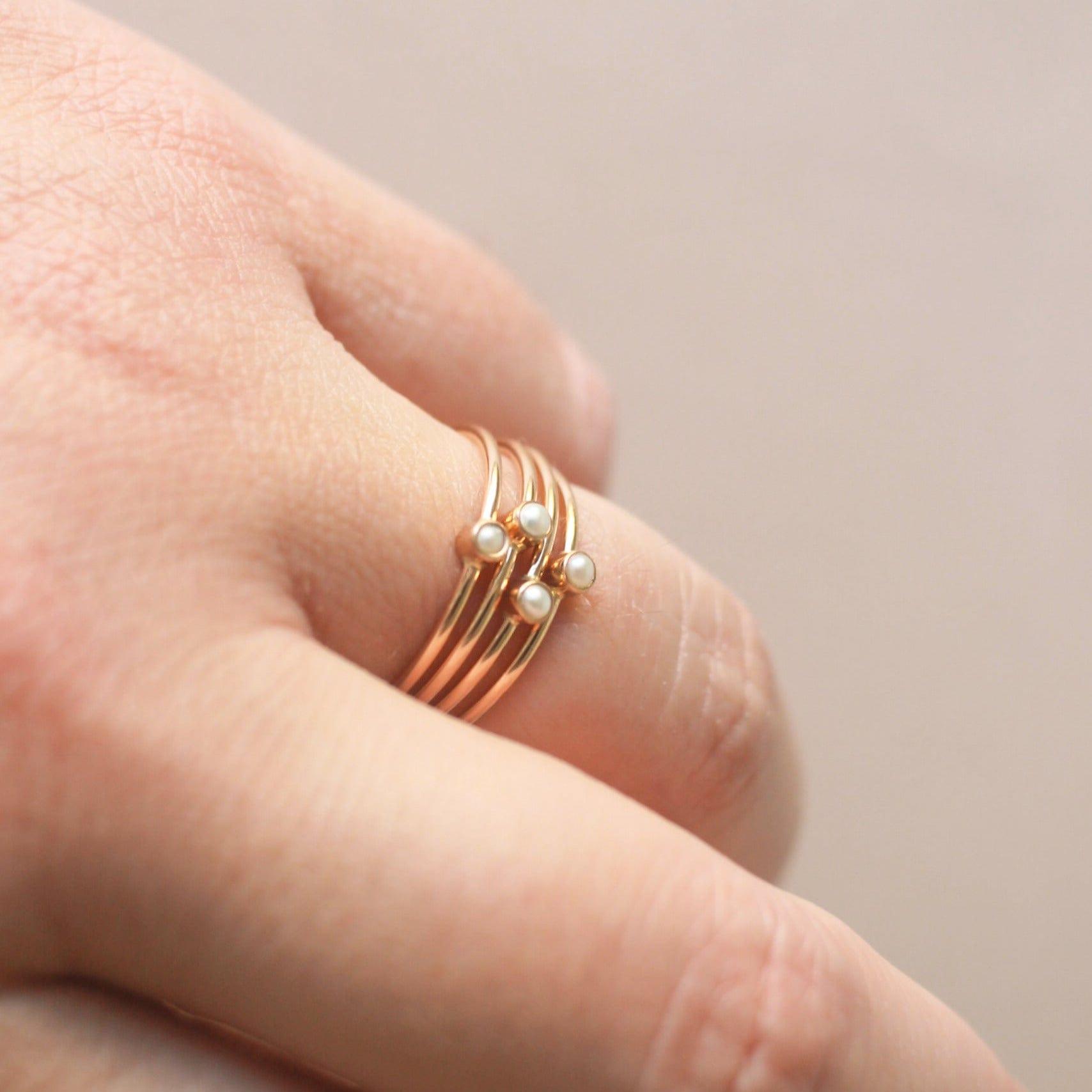 Tiny June Birthstone Ring ∙ Pearl - Nolia Jewelry - Meaningful + Sustainably Handcrafted Jewelry