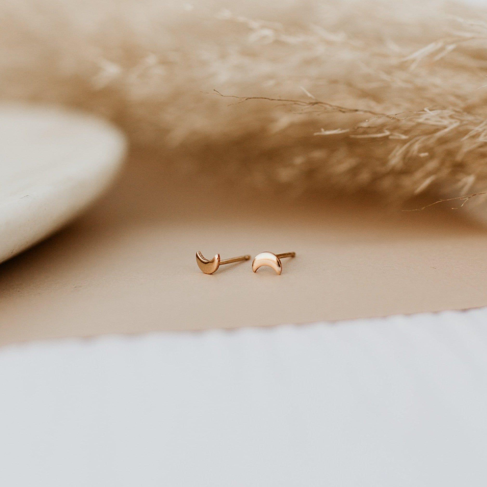 Tiny Moon Stud Earrings - Nolia Jewelry - Meaningful + Sustainably Handcrafted Jewelry