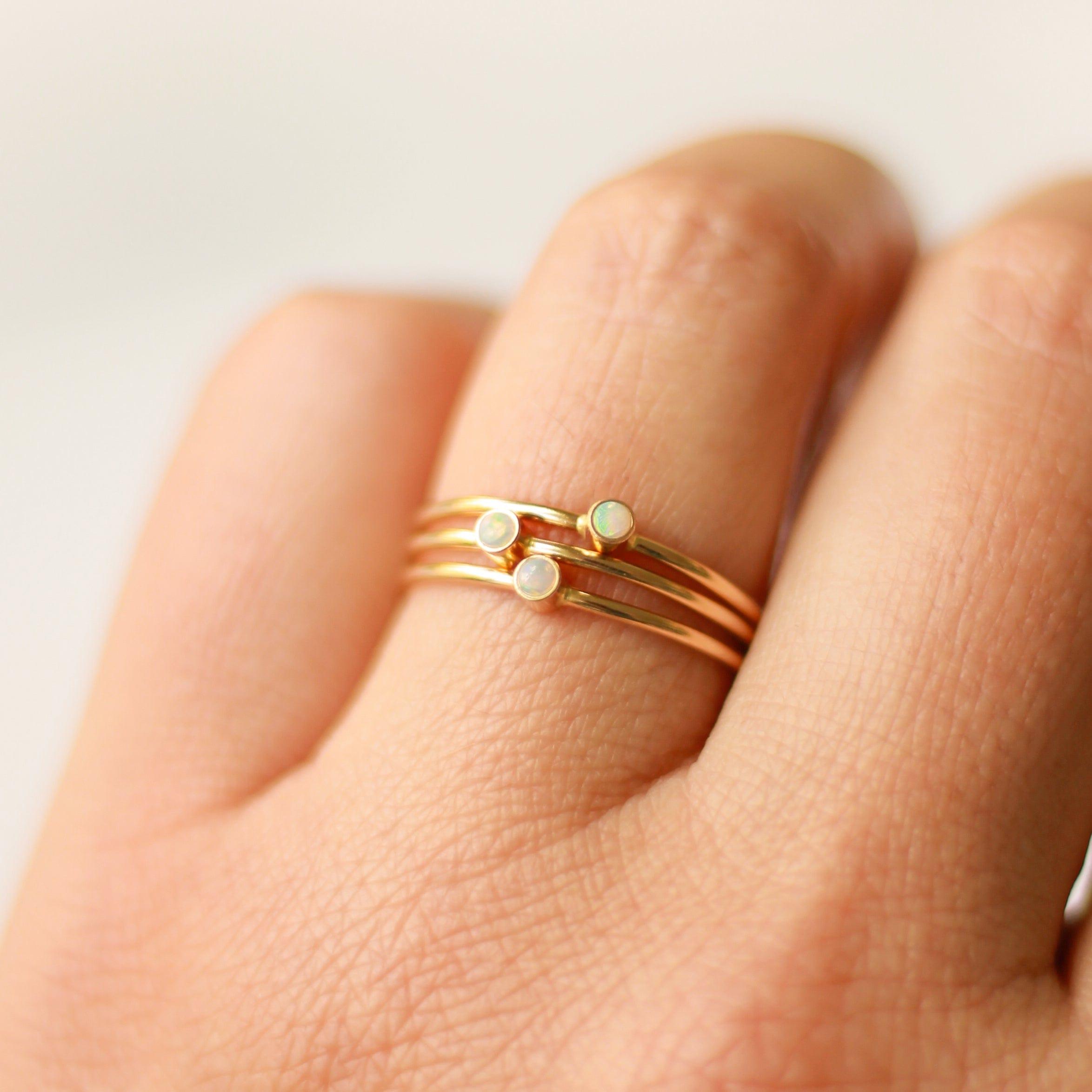 Tiny October Birthstone Ring ∙ Opal - Nolia Jewelry - Meaningful + Sustainably Handcrafted Jewelry